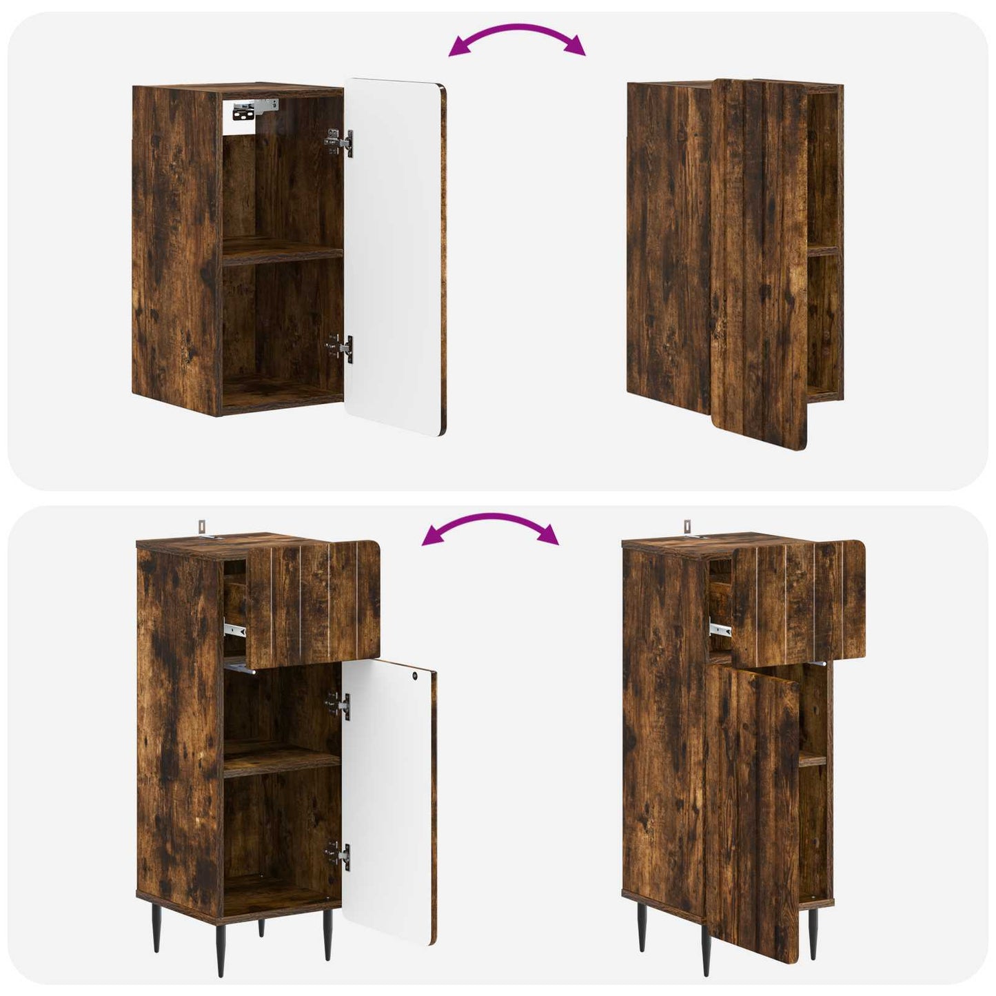 3-delige badkamerkast set ZWOLLE Gerookt eiken Bewerkt hout is nu te koop bij PeponiXL, paradijselijk wonen!