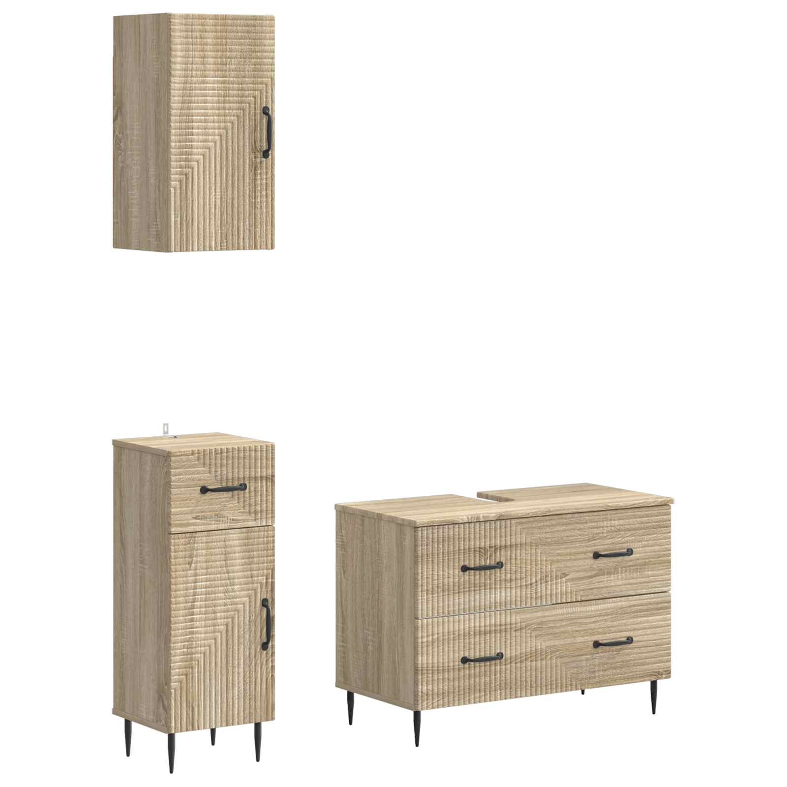 3-delige badkamerkast set HAARLEM Sonoma Eiken Bewerkt hout is nu te koop bij PeponiXL, paradijselijk wonen!