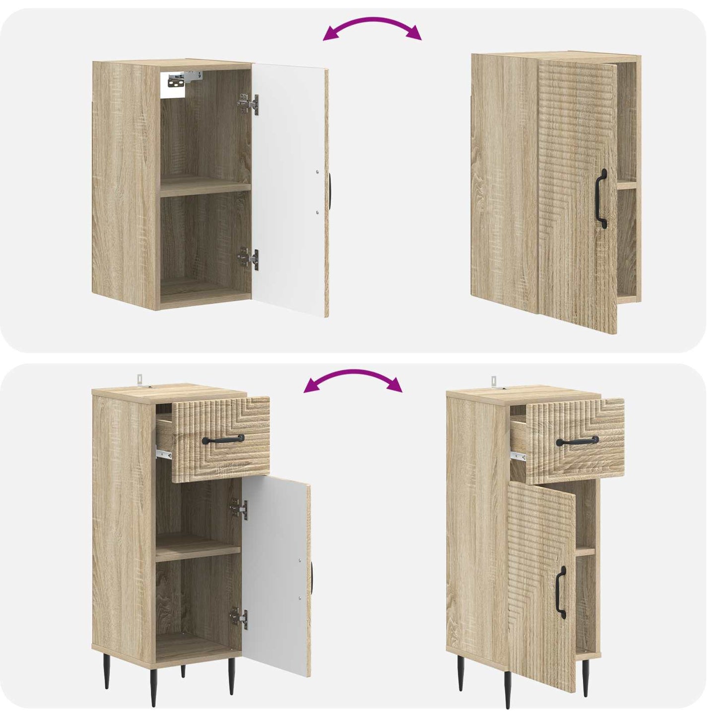 3-delige badkamerkast set HAARLEM Sonoma Eiken Bewerkt hout is nu te koop bij PeponiXL, paradijselijk wonen!