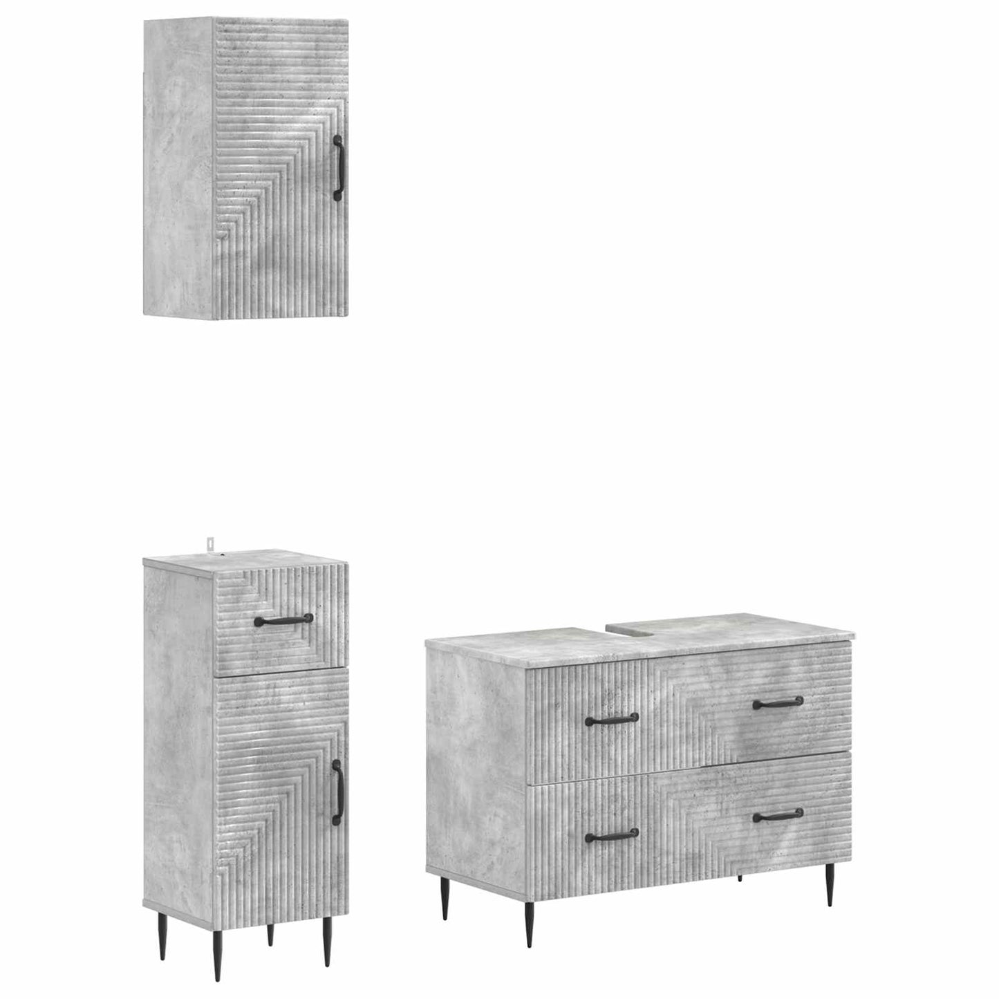 3-delige badkamerkast set HAARLEM Betongrijs Bewerkt hout is nu te koop bij PeponiXL, paradijselijk wonen!