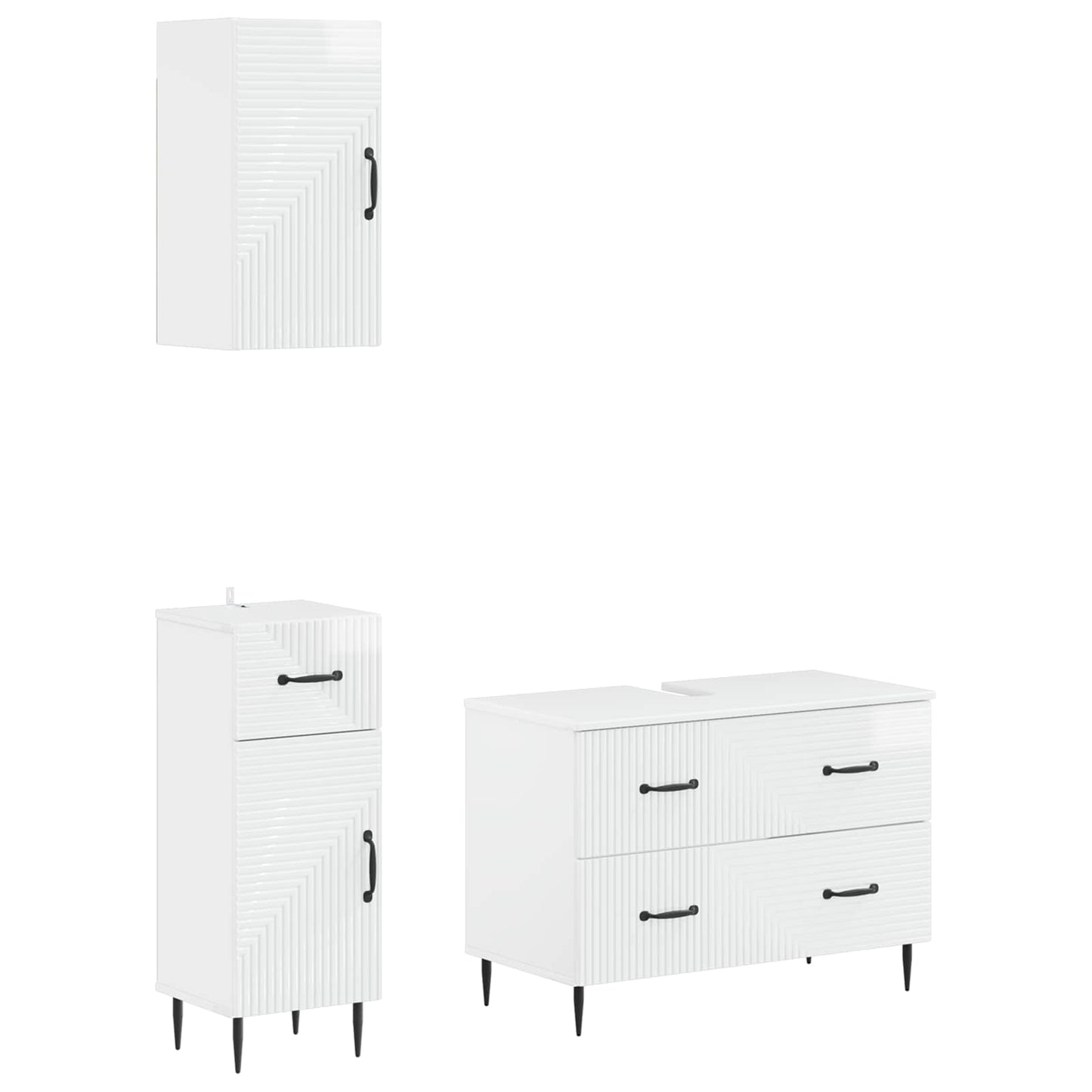 3-delige badkamerkast set HAARLEM Hoogglans Wit Bewerkt hout is nu te koop bij PeponiXL, paradijselijk wonen!