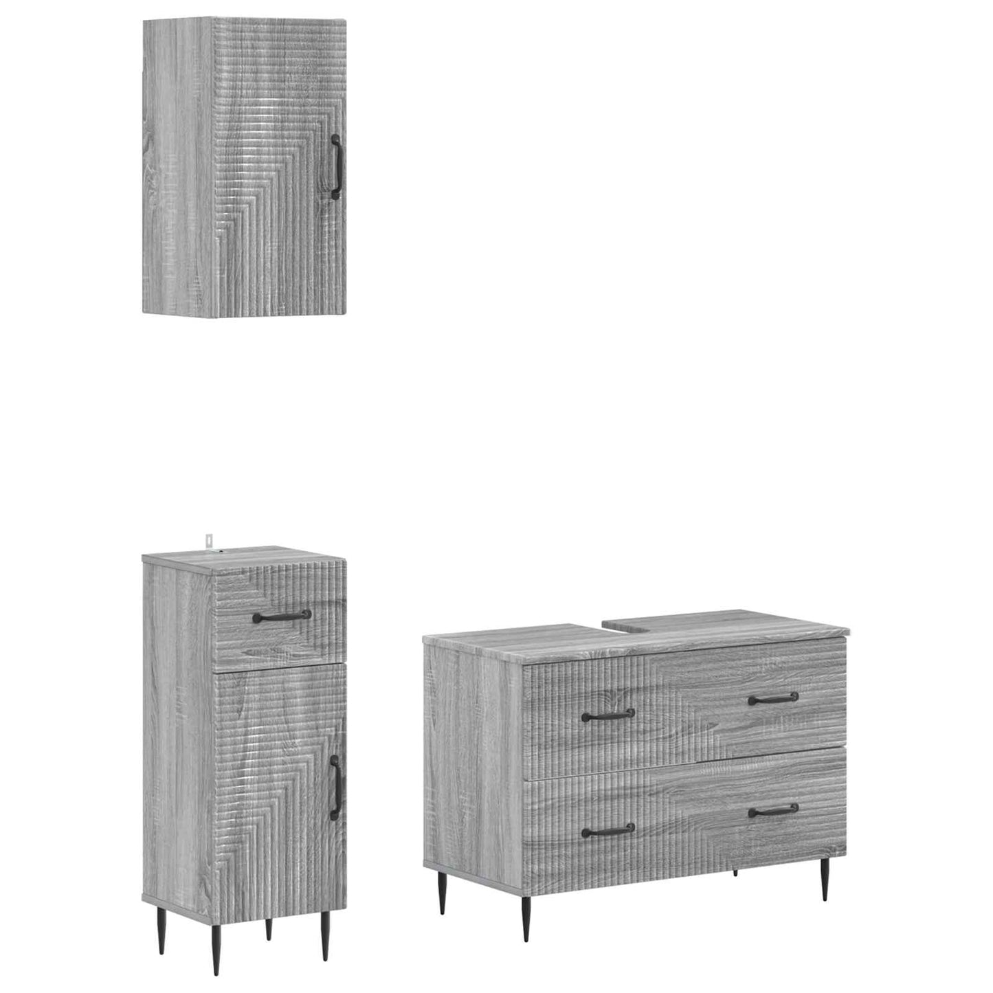 3-delige badkamerkast set HAARLEM Grijs Sonoma Bewerkt hout is nu te koop bij PeponiXL, paradijselijk wonen!