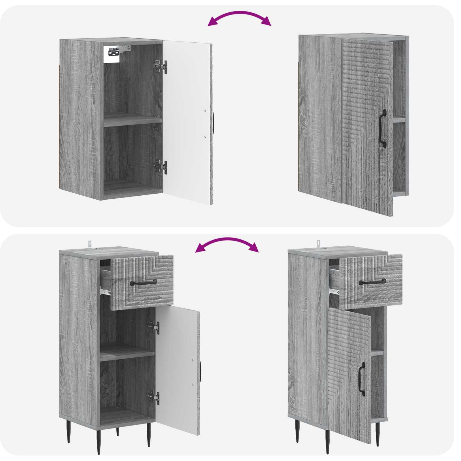 3-delige badkamerkast set HAARLEM Grijs Sonoma Bewerkt hout is nu te koop bij PeponiXL, paradijselijk wonen!