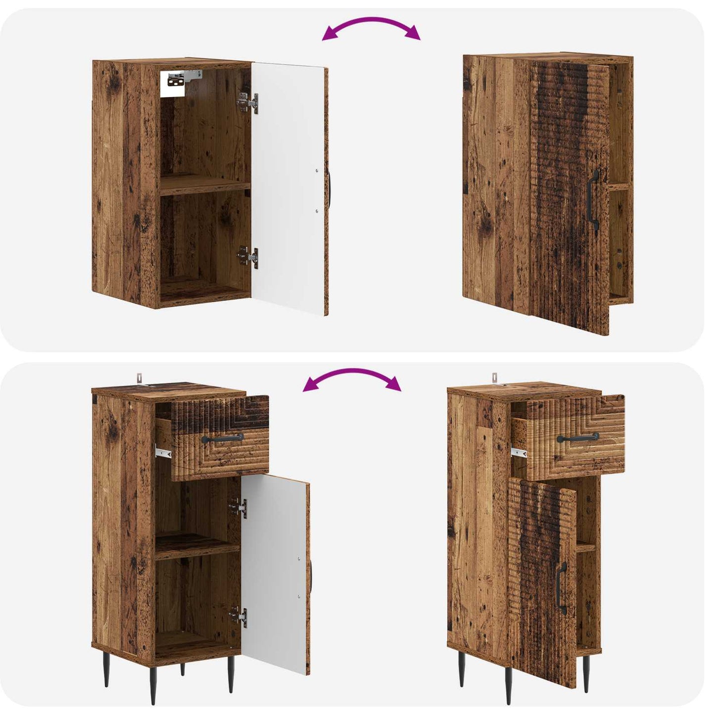 3-delige badkamerkast set HAARLEM Oud hout Bewerkt hout is nu te koop bij PeponiXL, paradijselijk wonen!