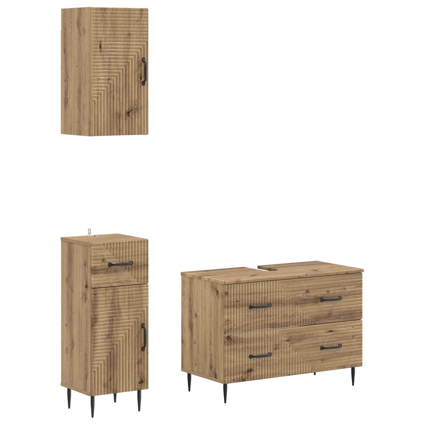3-delige badkamerkast set HAARLEM Artisanaal eiken Bewerkt hout is nu te koop bij PeponiXL, paradijselijk wonen!