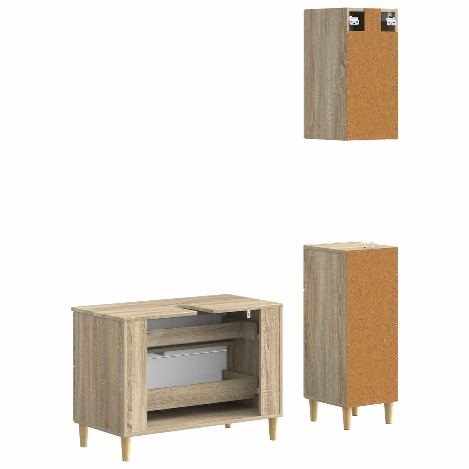 3-delige badkamerkast set DELFT Sonoma Eiken Bewerkt hout is nu te koop bij PeponiXL, paradijselijk wonen!