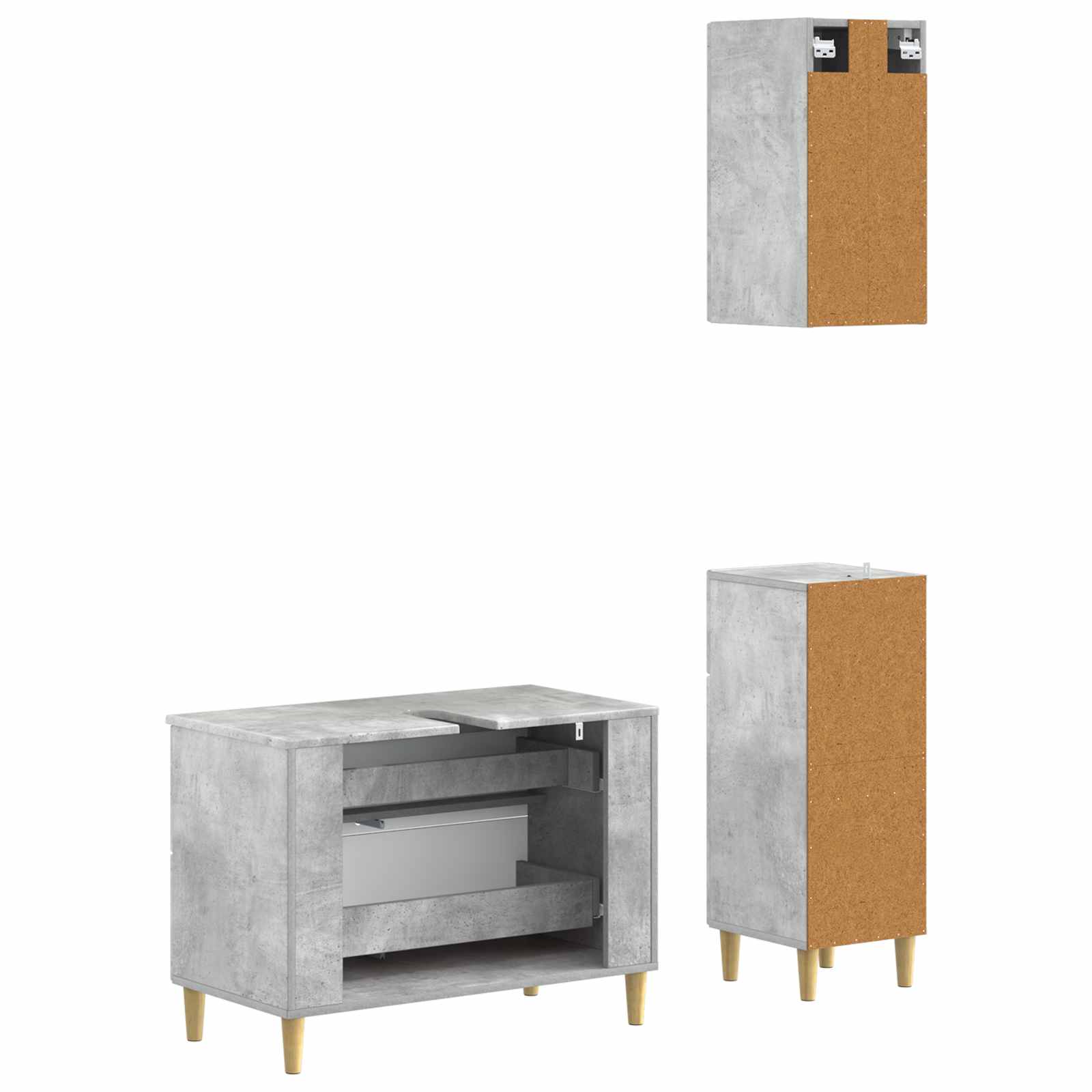 3-delige badkamerkast set DELFT Betongrijs Bewerkt hout is nu te koop bij PeponiXL, paradijselijk wonen!