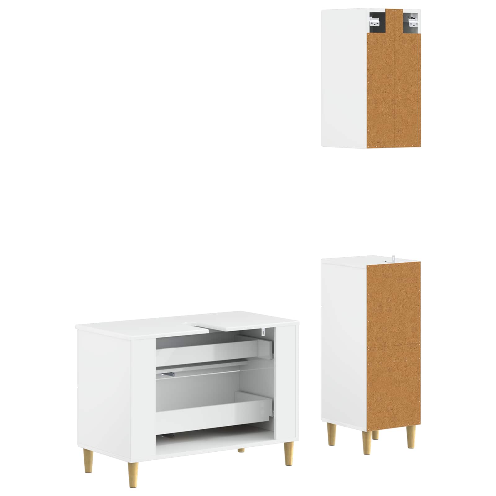 3-delige badkamerkast set DELFT Hoogglans Wit Bewerkt hout is nu te koop bij PeponiXL, paradijselijk wonen!