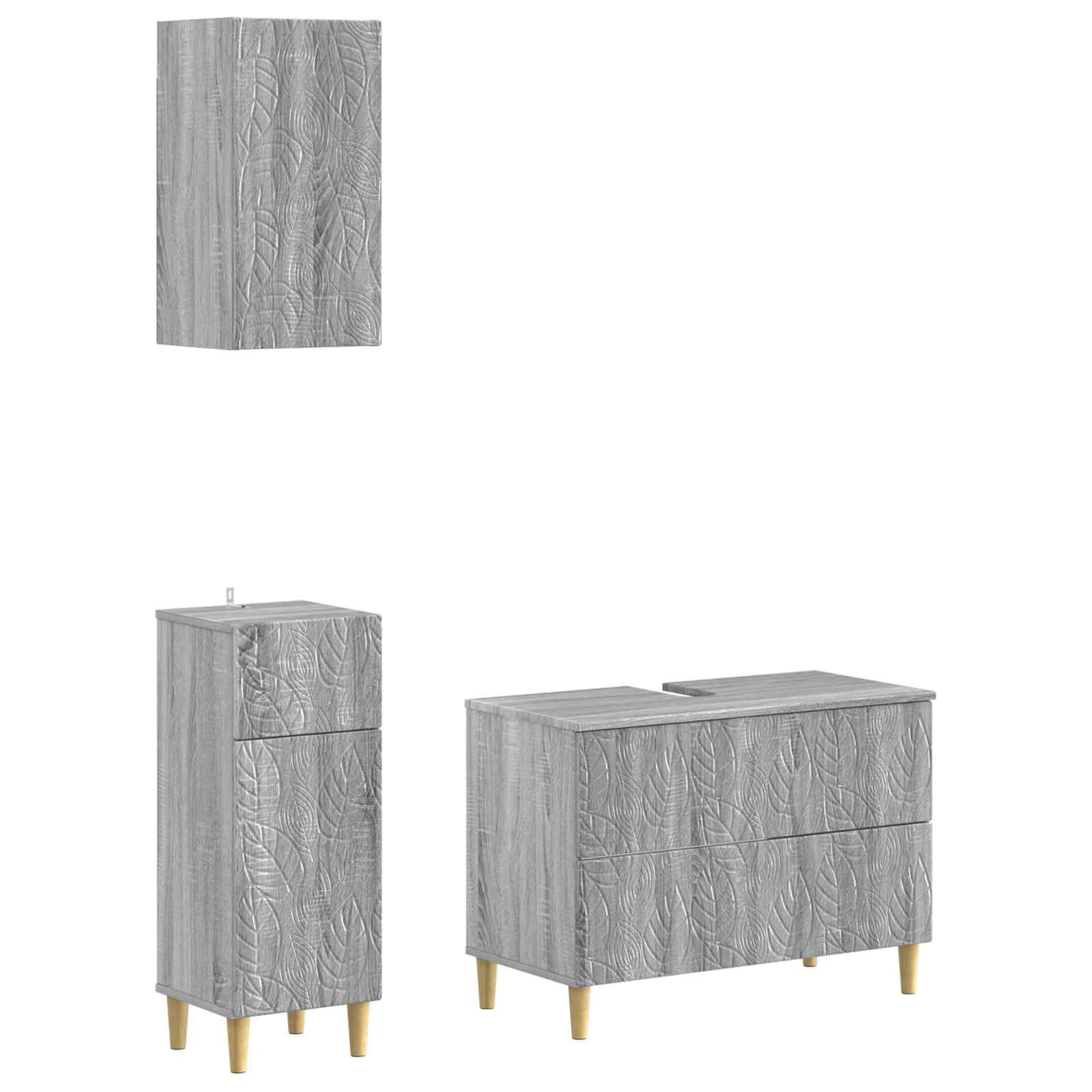 3-delige badkamerkast set DELFT Grijs Sonoma Bewerkt hout is nu te koop bij PeponiXL, paradijselijk wonen!