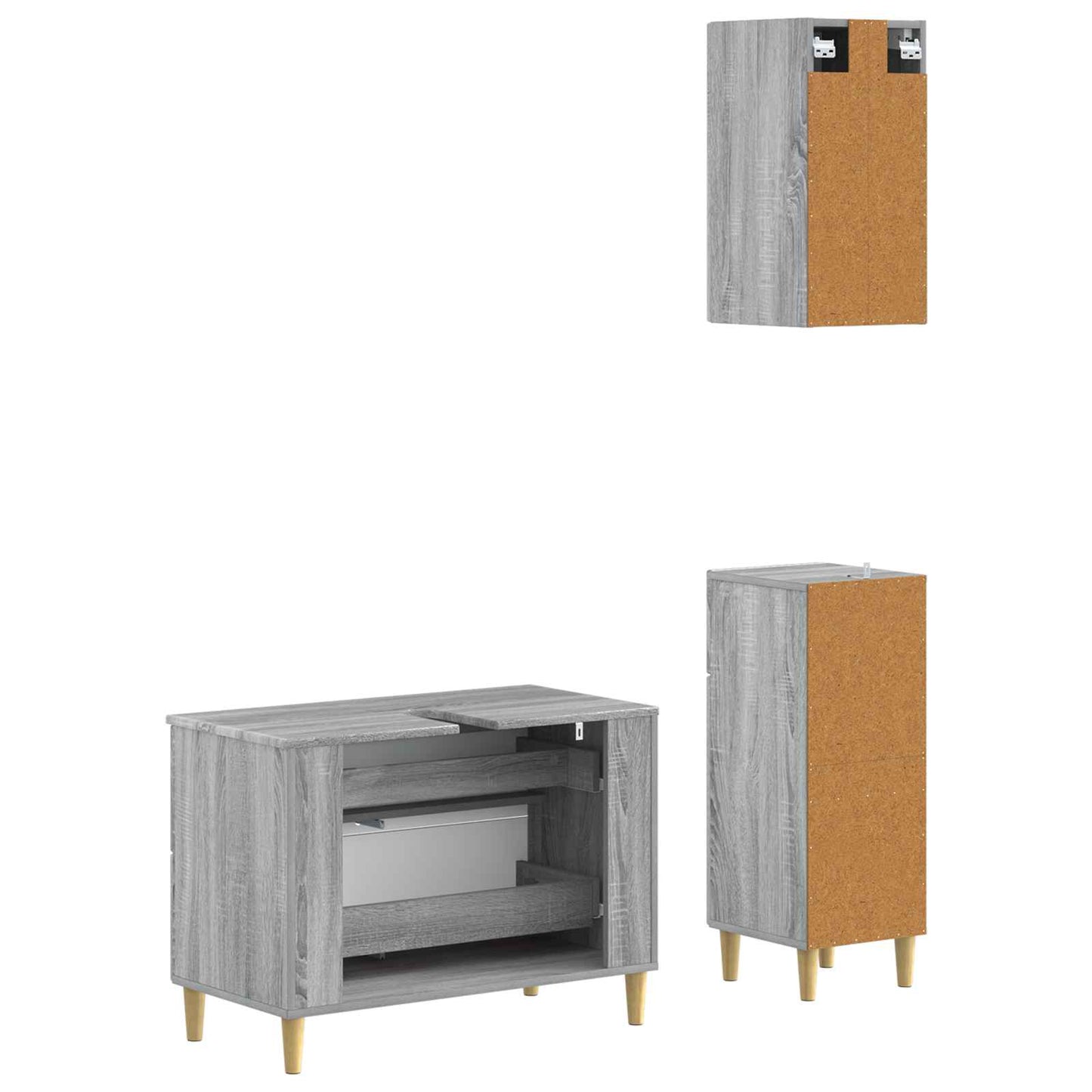 3-delige badkamerkast set DELFT Grijs Sonoma Bewerkt hout is nu te koop bij PeponiXL, paradijselijk wonen!