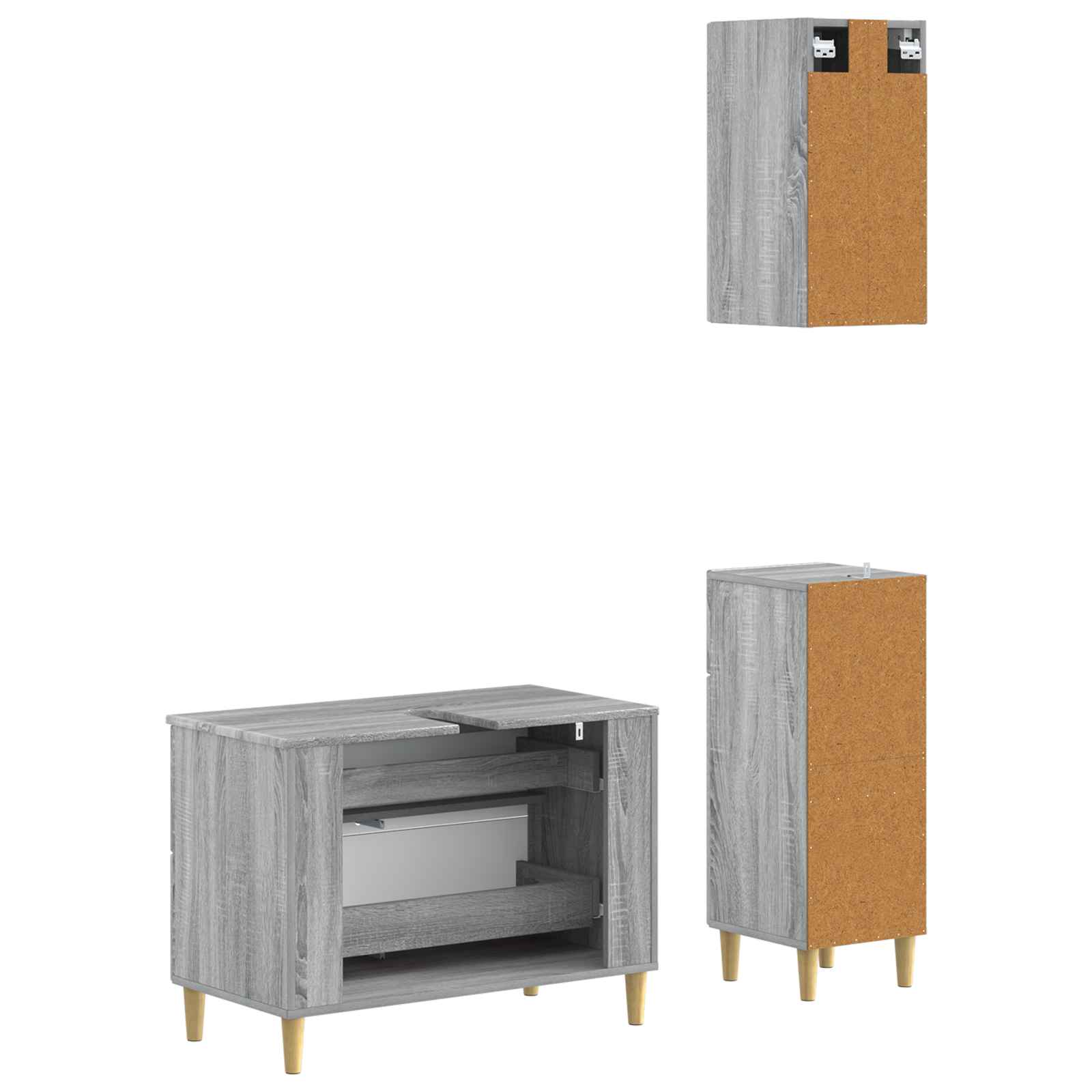 3-delige badkamerkast set DELFT Grijs Sonoma Bewerkt hout is nu te koop bij PeponiXL, paradijselijk wonen!