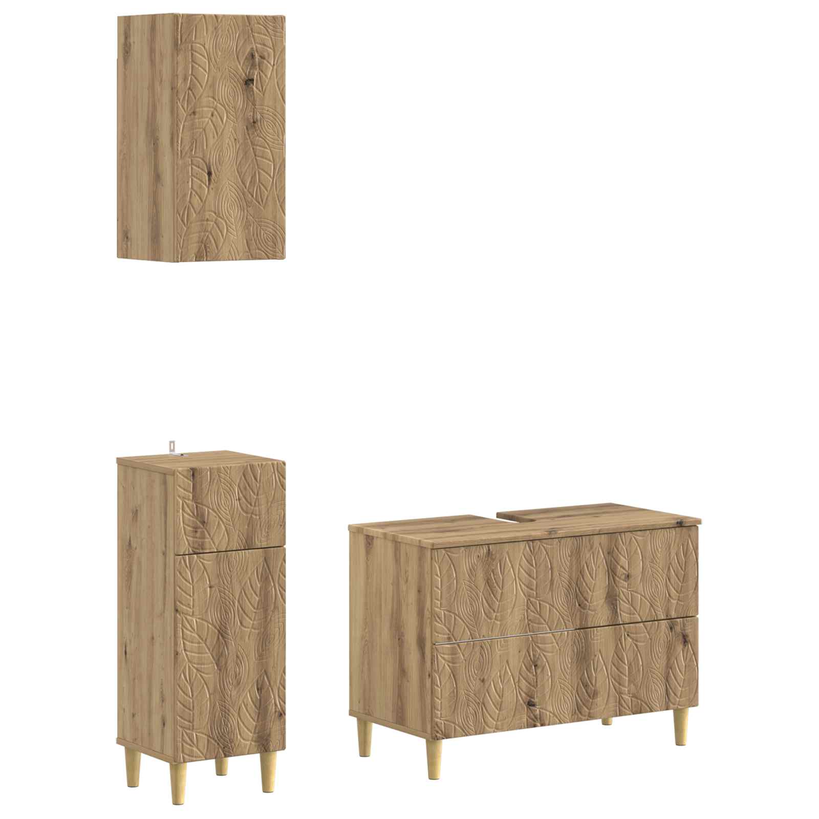 3-delige badkamerkast set DELFT Artisanaal eiken Bewerkt hout is nu te koop bij PeponiXL, paradijselijk wonen!
