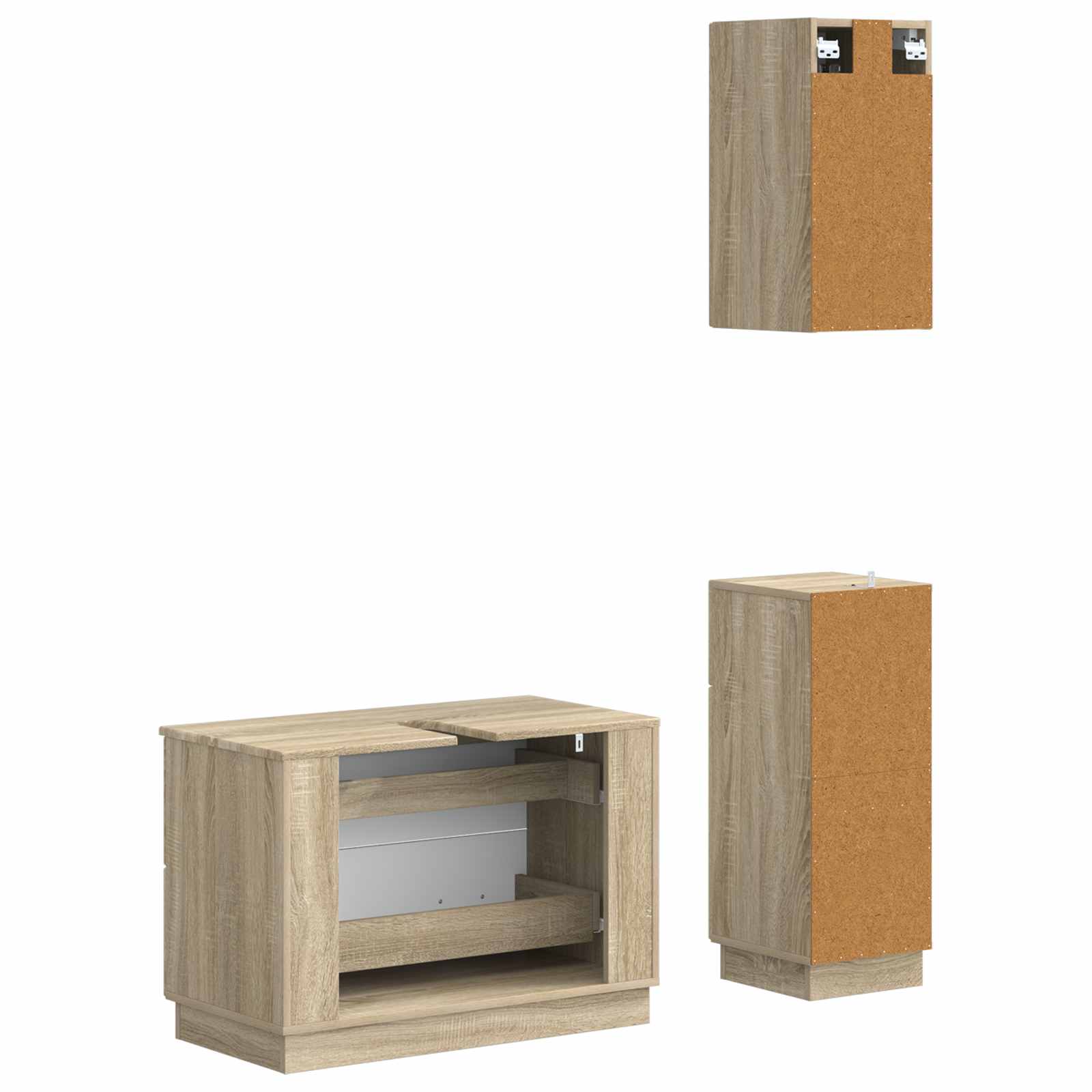 3-delige badkamerkast set HOORN Sonoma Eiken Bewerkt hout is nu te koop bij PeponiXL, paradijselijk wonen!