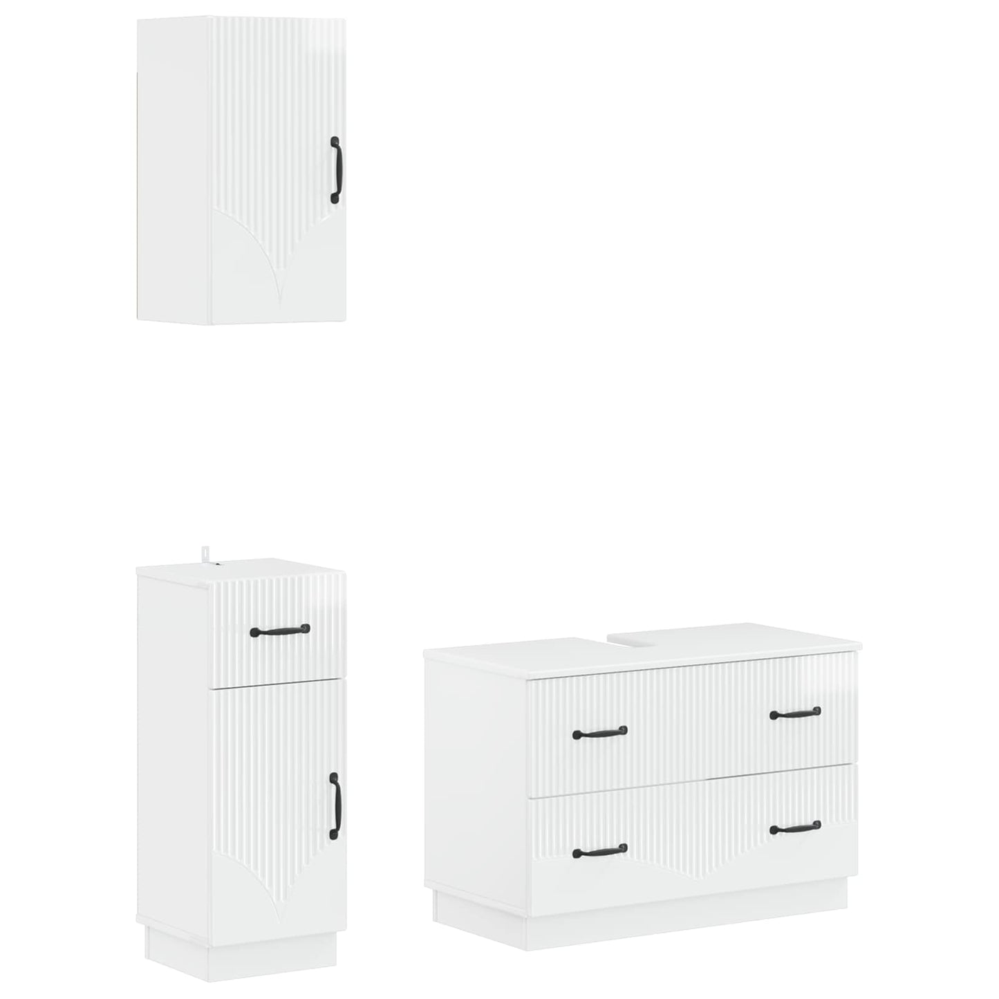3-delige badkamerkast set HOORN Hoogglans Wit Bewerkt hout is nu te koop bij PeponiXL, paradijselijk wonen!