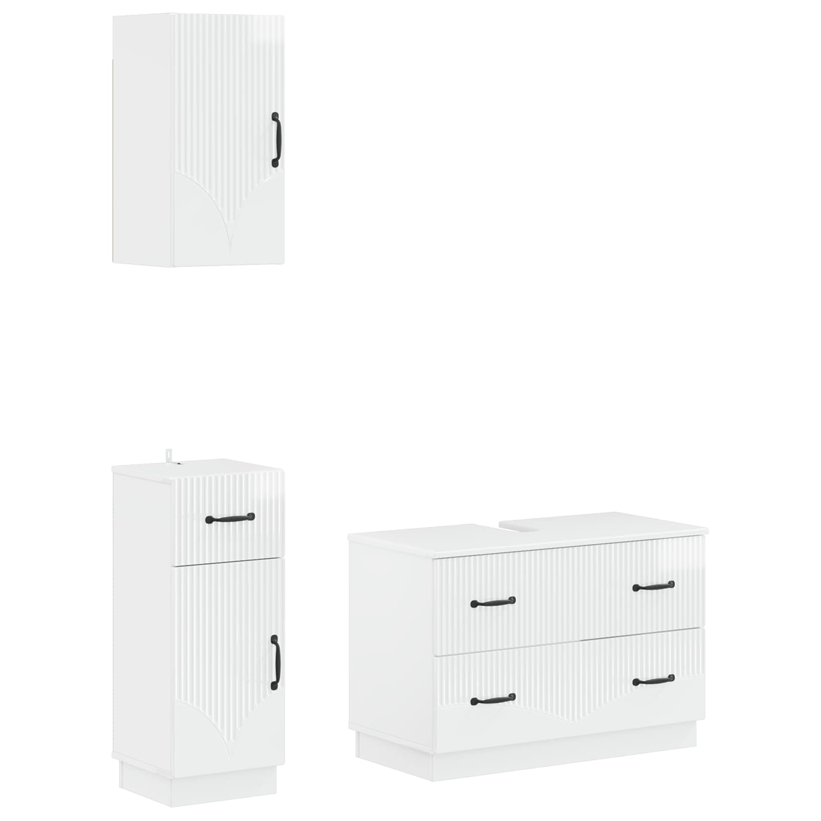 3-delige badkamerkast set HOORN Hoogglans Wit Bewerkt hout is nu te koop bij PeponiXL, paradijselijk wonen!