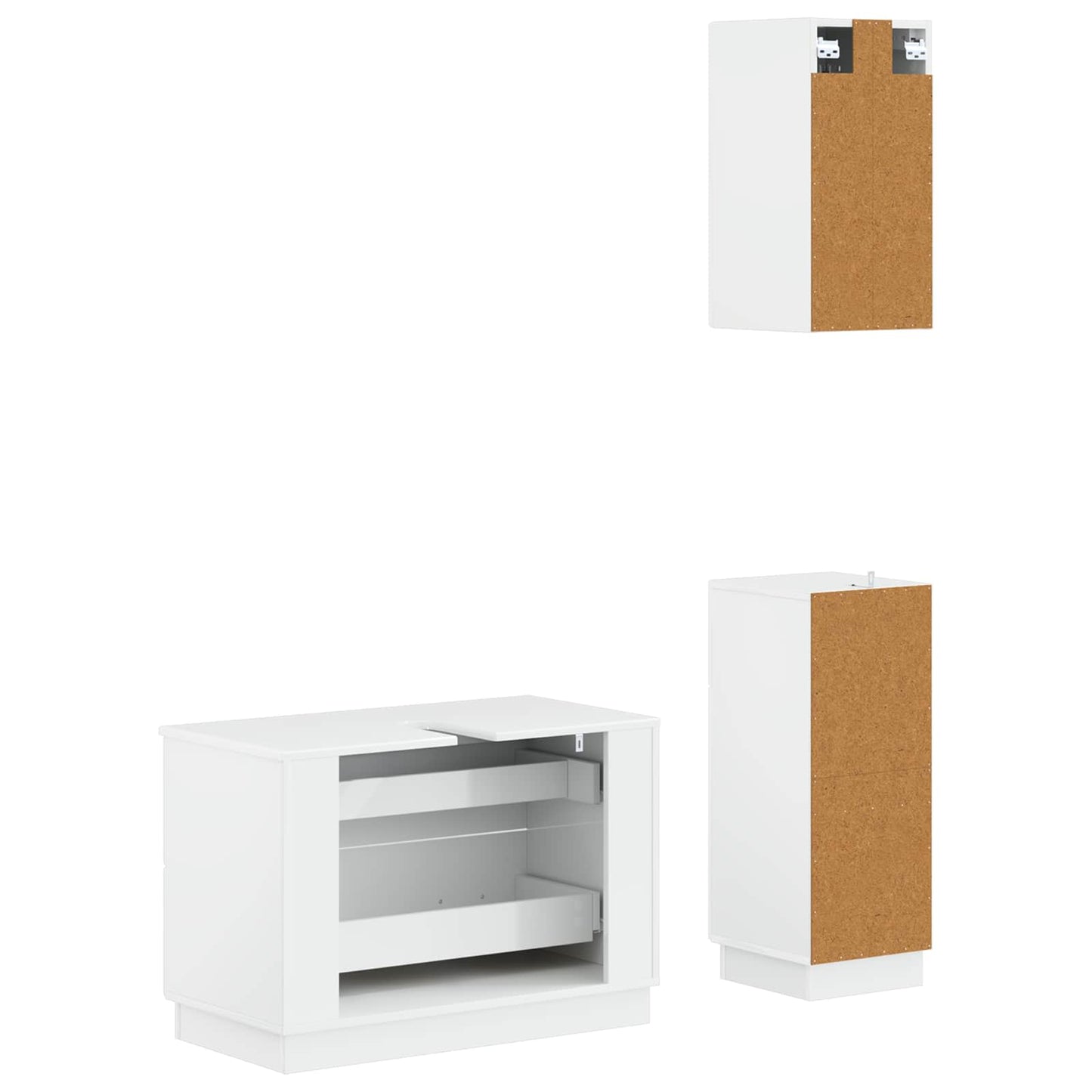 3-delige badkamerkast set HOORN Hoogglans Wit Bewerkt hout is nu te koop bij PeponiXL, paradijselijk wonen!