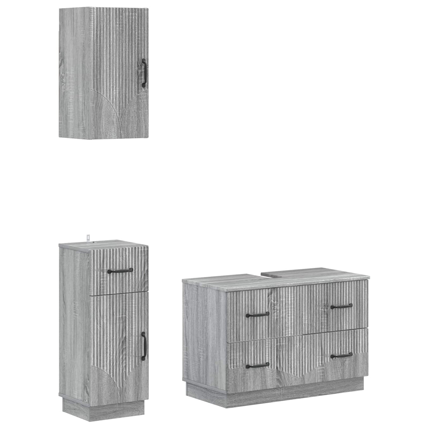 3-delige badkamerkast set HOORN Grijs Sonoma Bewerkt hout is nu te koop bij PeponiXL, paradijselijk wonen!