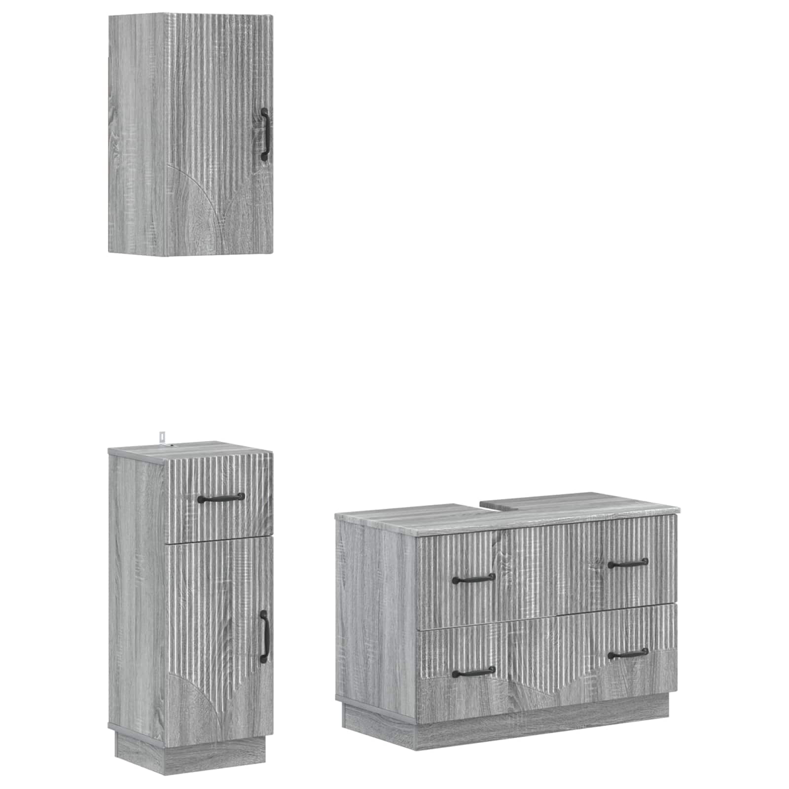 3-delige badkamerkast set HOORN Grijs Sonoma Bewerkt hout is nu te koop bij PeponiXL, paradijselijk wonen!