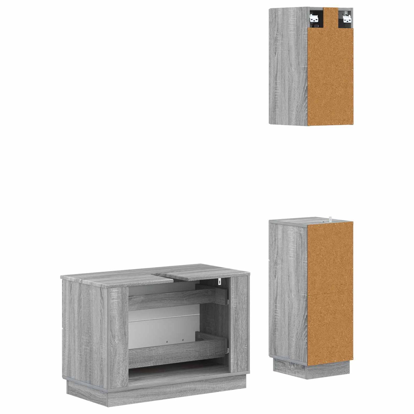 3-delige badkamerkast set HOORN Grijs Sonoma Bewerkt hout is nu te koop bij PeponiXL, paradijselijk wonen!