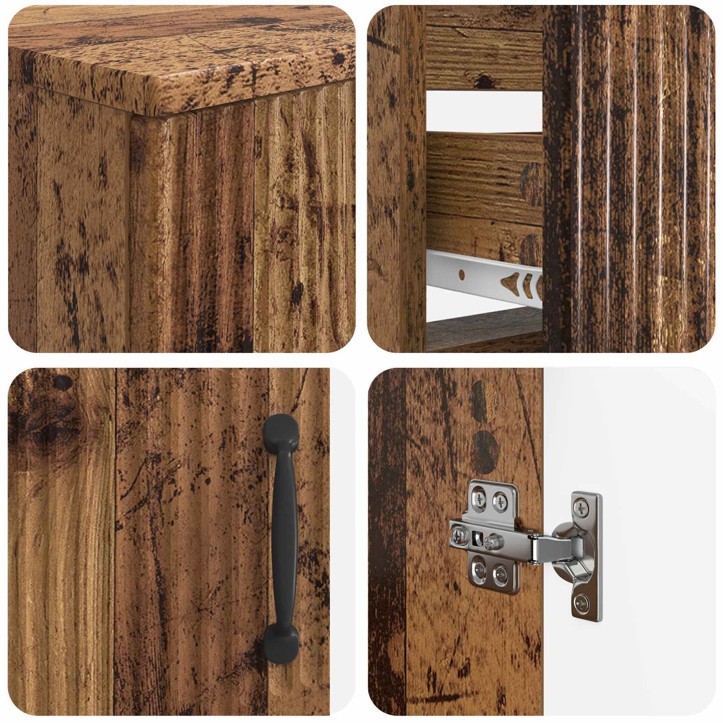 3-delige badkamerkast set HOORN Oud hout Bewerkt hout is nu te koop bij PeponiXL, paradijselijk wonen!