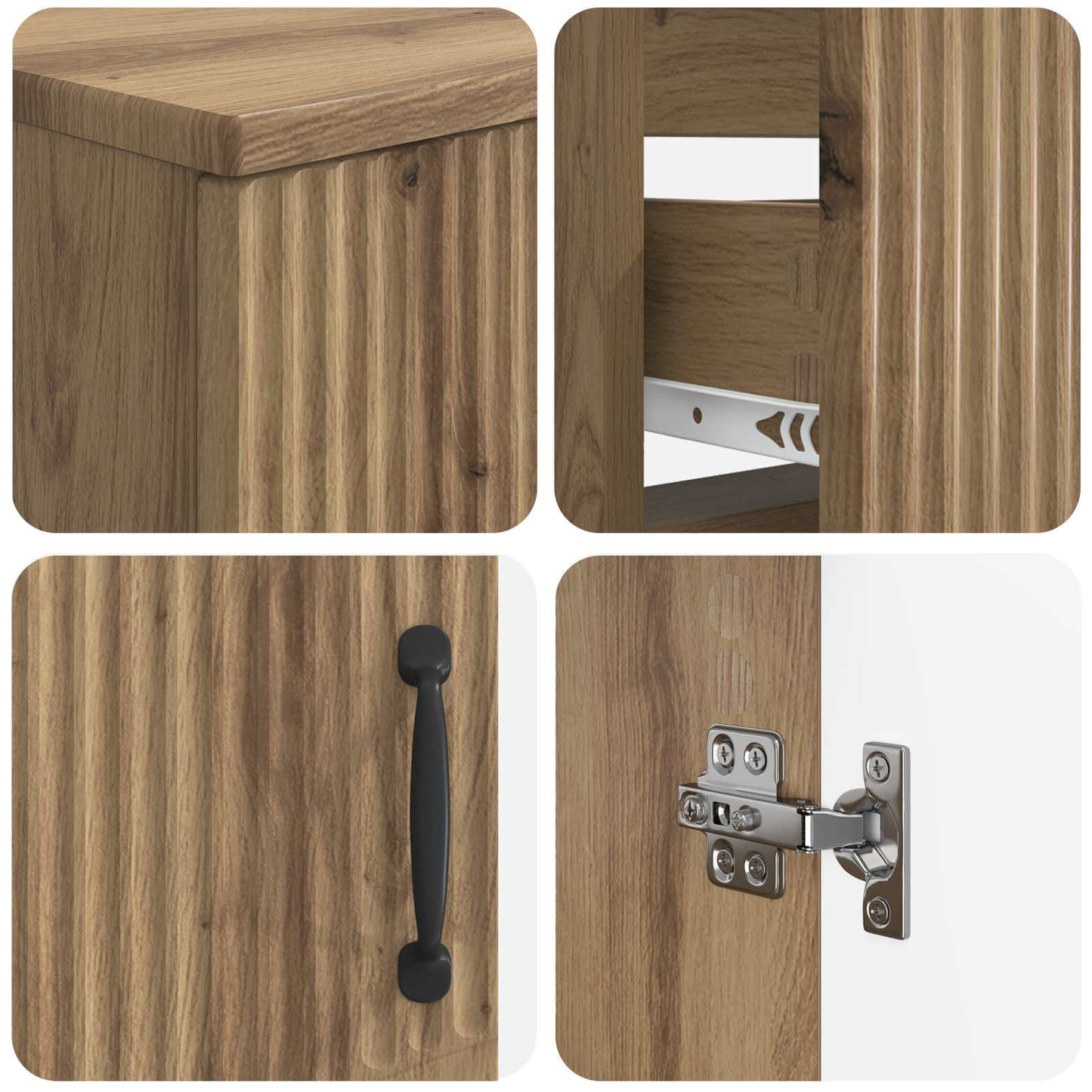 3-delige badkamerkast set HOORN Artisanaal eiken Bewerkt hout is nu te koop bij PeponiXL, paradijselijk wonen!