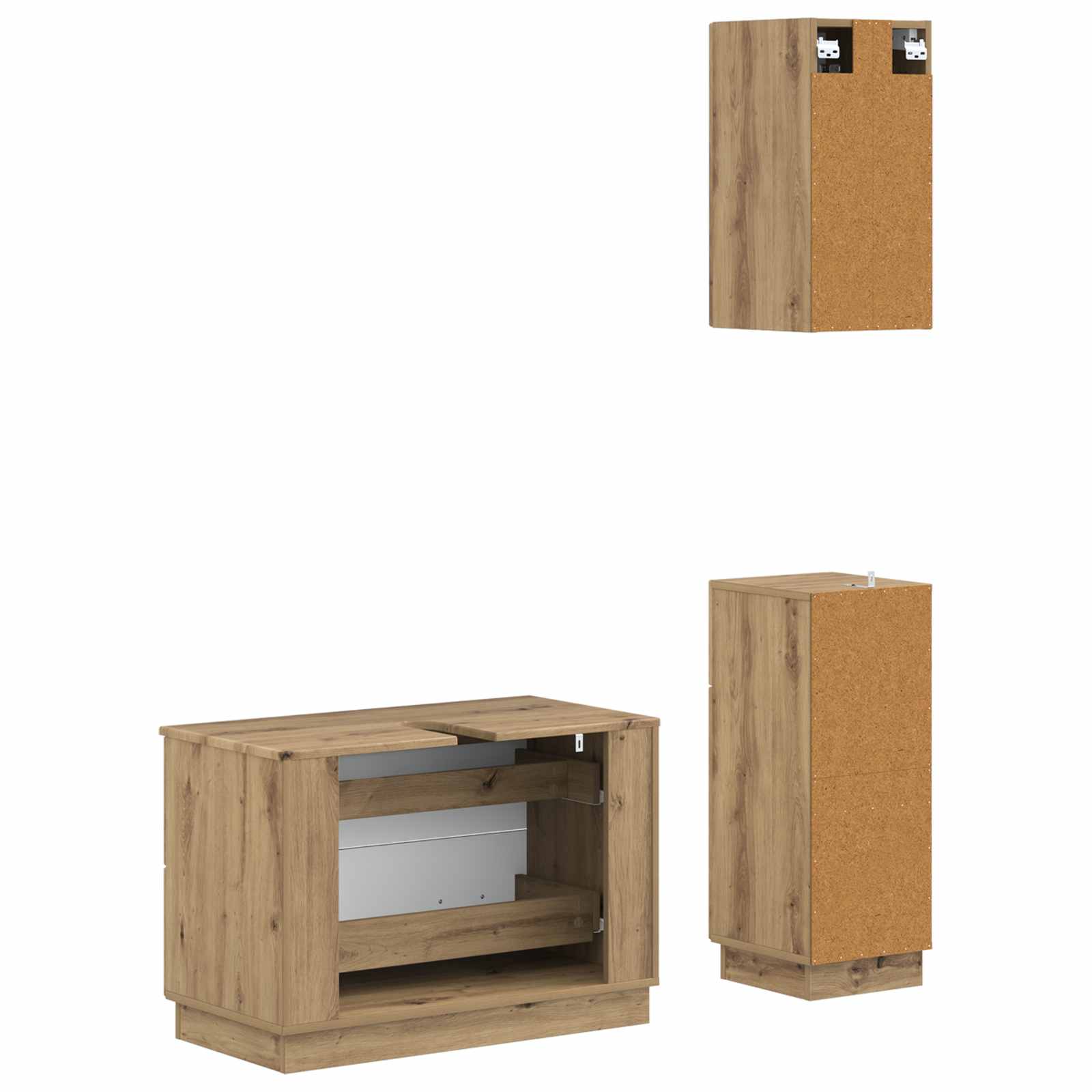3-delige badkamerkast set HOORN Artisanaal eiken Bewerkt hout is nu te koop bij PeponiXL, paradijselijk wonen!