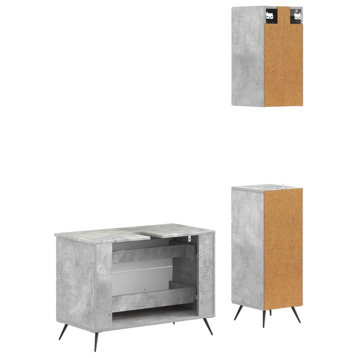 3-delige badkamerkast set BREDA Betongrijs Bewerkt hout is nu te koop bij PeponiXL, paradijselijk wonen!