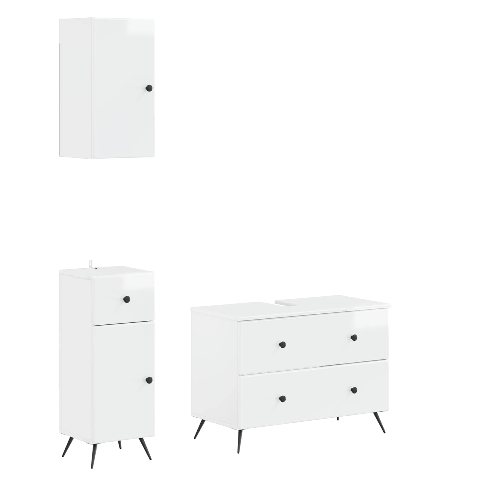 3-delige badkamerkast set BREDA Hoogglans Wit Bewerkt hout is nu te koop bij PeponiXL, paradijselijk wonen!