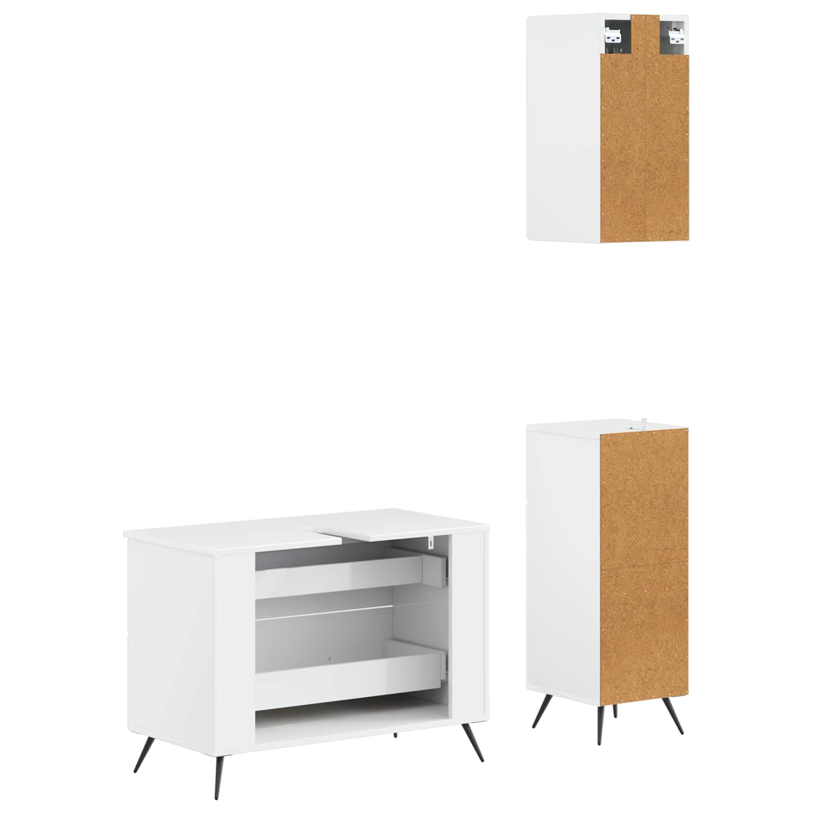 3-delige badkamerkast set BREDA Hoogglans Wit Bewerkt hout is nu te koop bij PeponiXL, paradijselijk wonen!