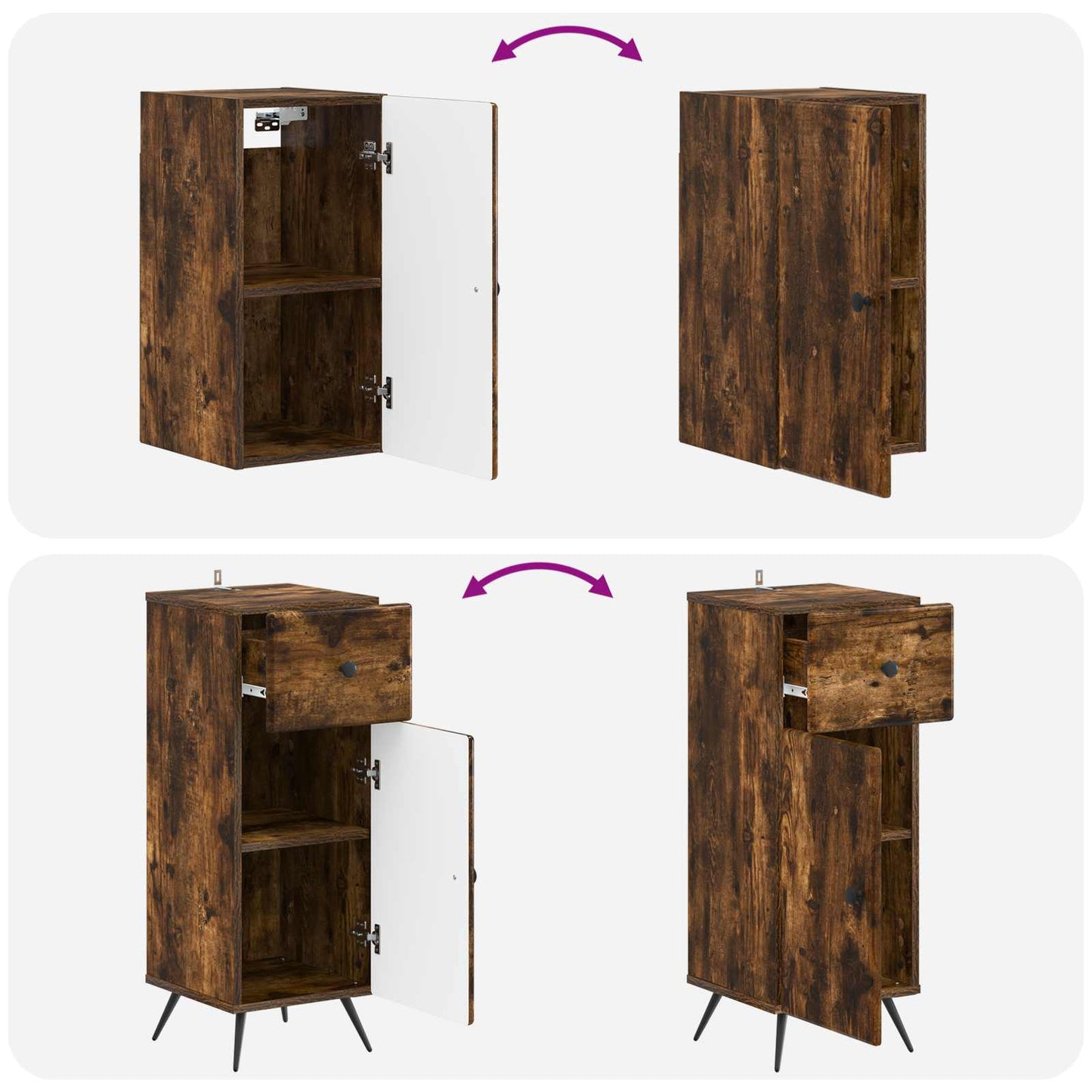 3-delige badkamerkast set BREDA Gerookt eiken Bewerkt hout is nu te koop bij PeponiXL, paradijselijk wonen!