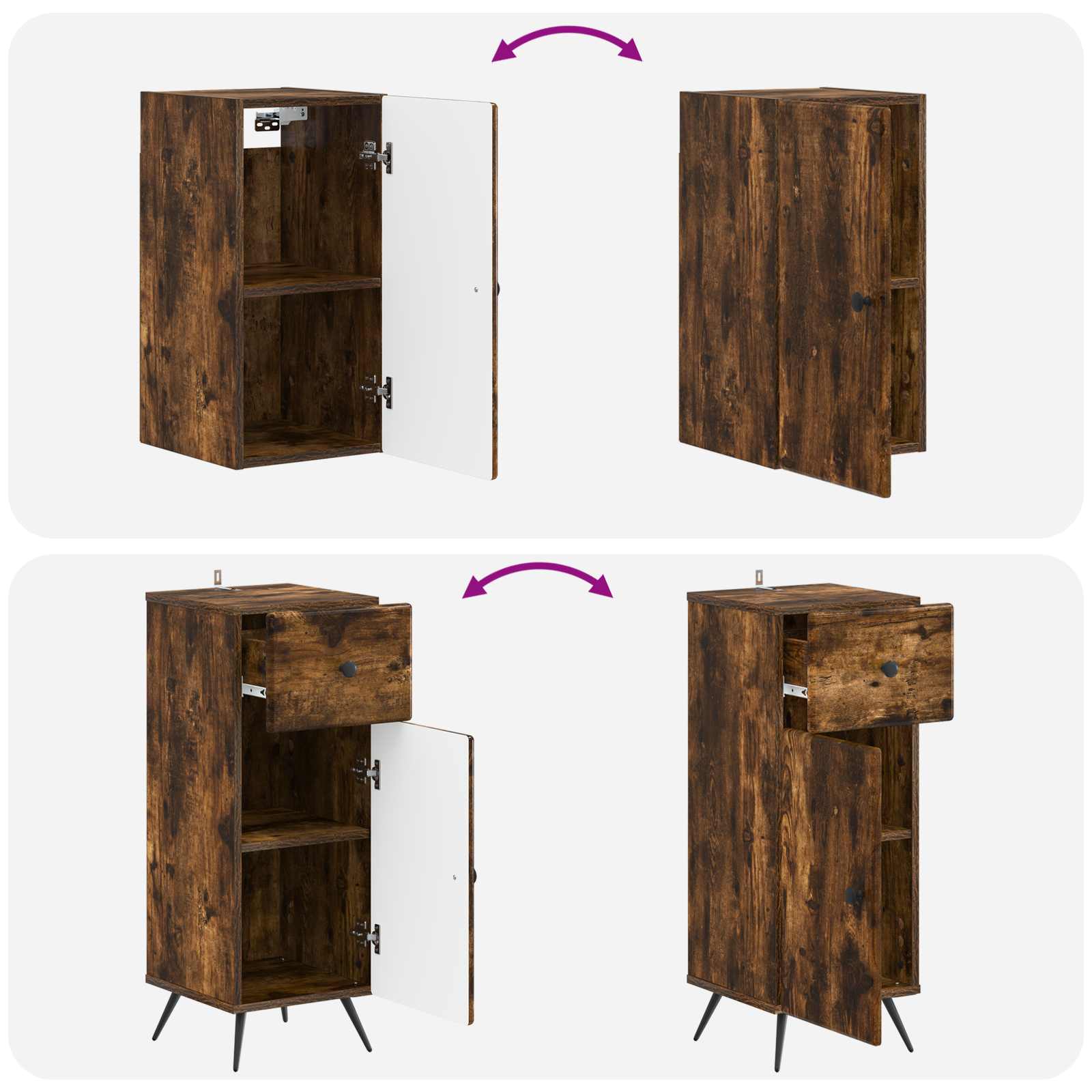 3-delige badkamerkast set BREDA Gerookt eiken Bewerkt hout is nu te koop bij PeponiXL, paradijselijk wonen!