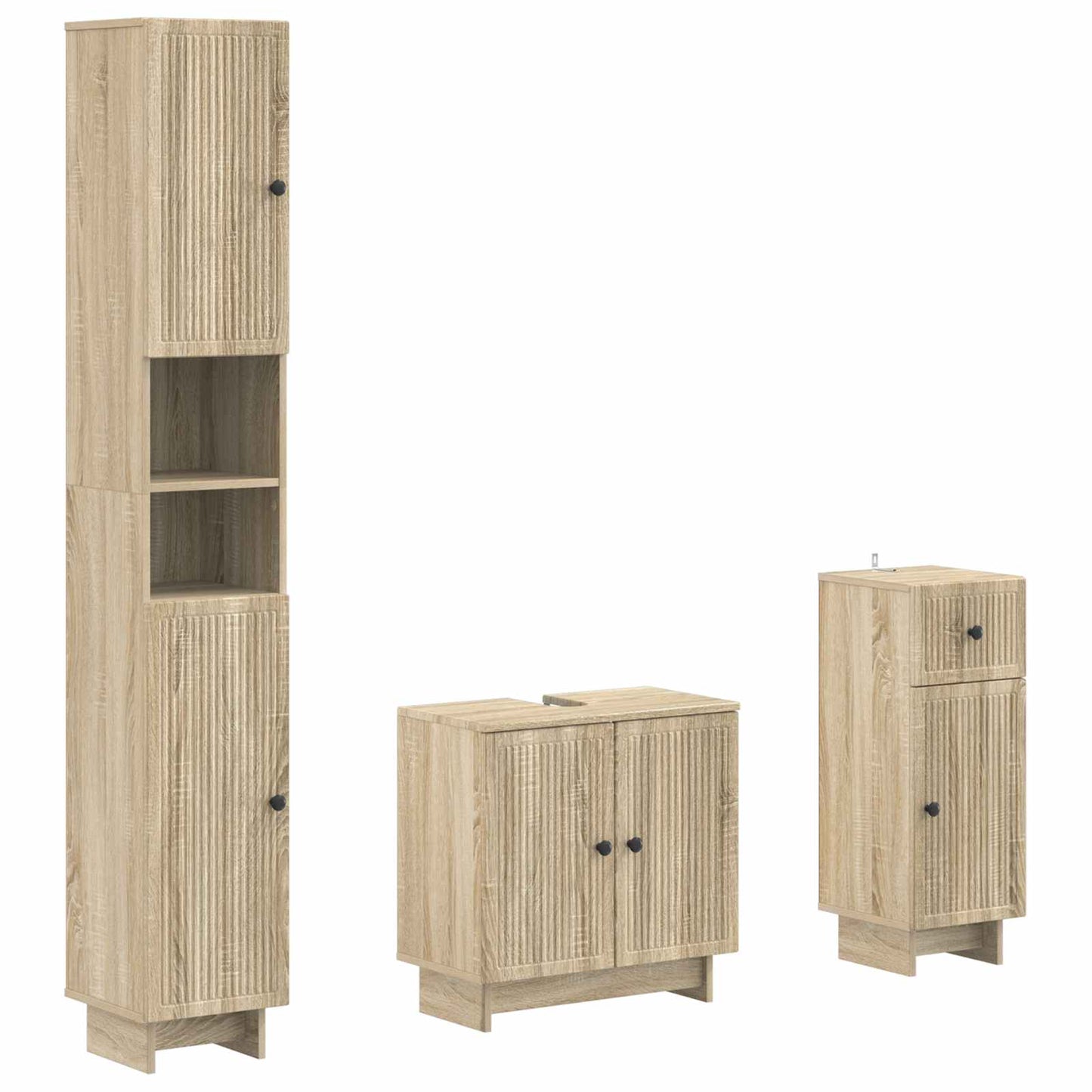 3-delige badkamerkast set EDE Bewerkt hout is nu te koop bij PeponiXL, paradijselijk wonen!