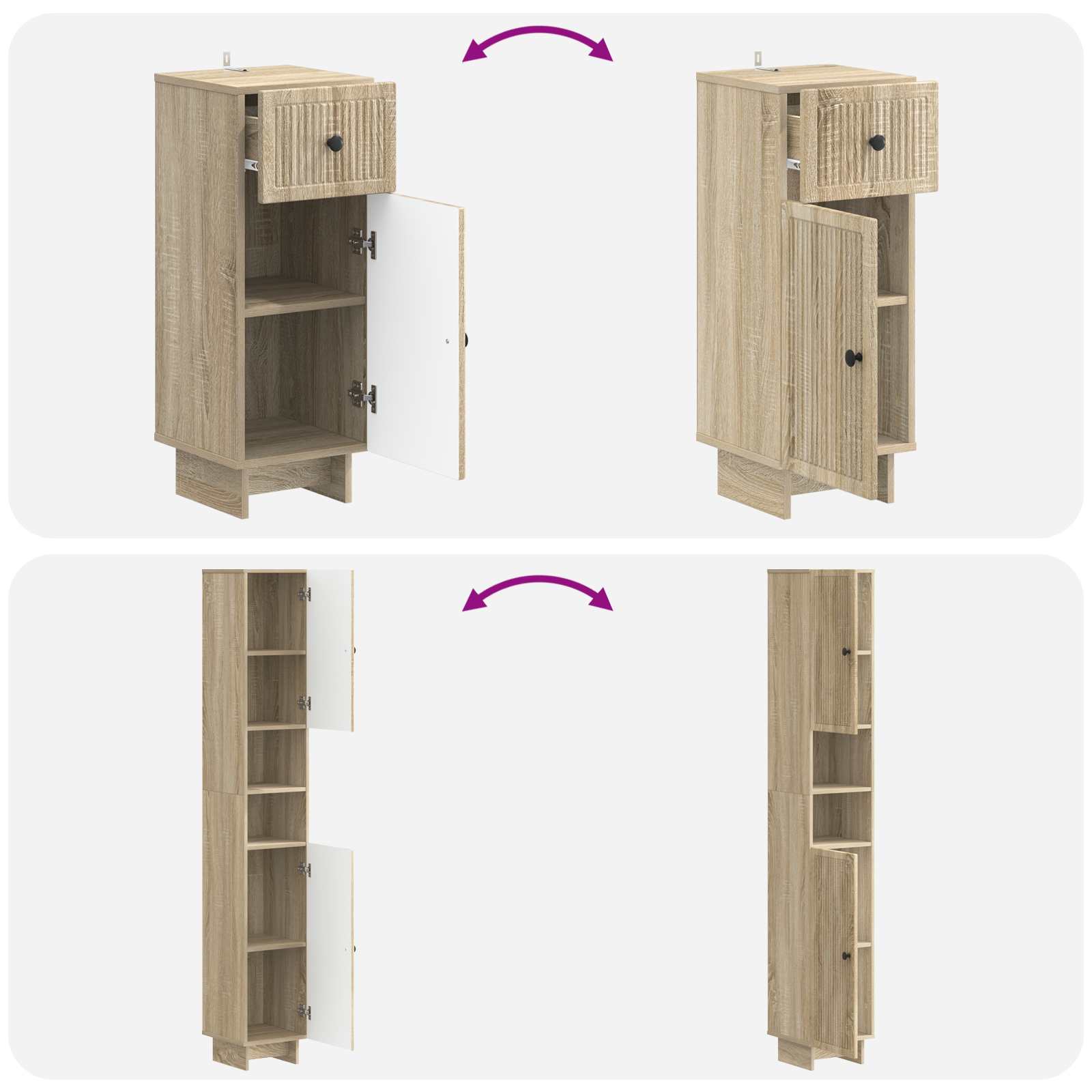 3-delige badkamerkast set EDE Bewerkt hout is nu te koop bij PeponiXL, paradijselijk wonen!