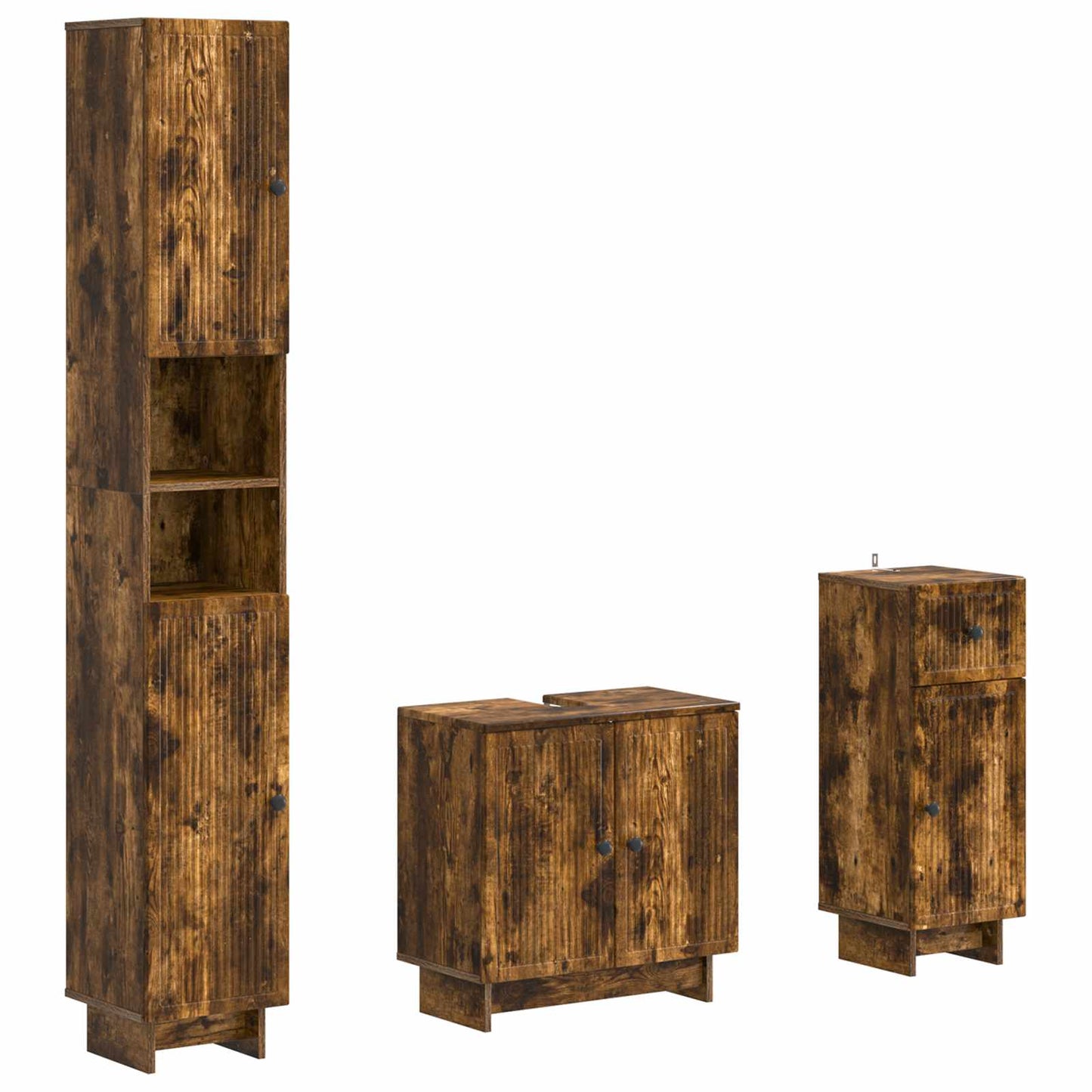 3-delige badkamerkast set EDE Gerookt eiken Bewerkt hout is nu te koop bij PeponiXL, paradijselijk wonen!