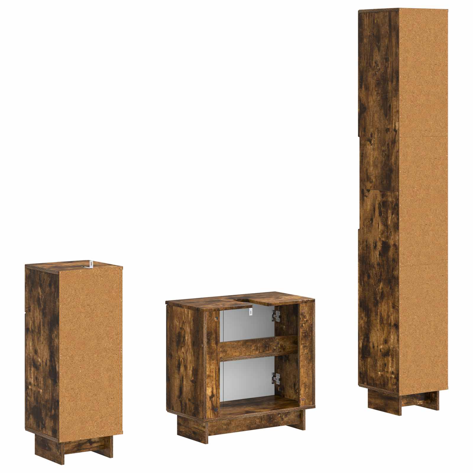 3-delige badkamerkast set EDE Gerookt eiken Bewerkt hout is nu te koop bij PeponiXL, paradijselijk wonen!