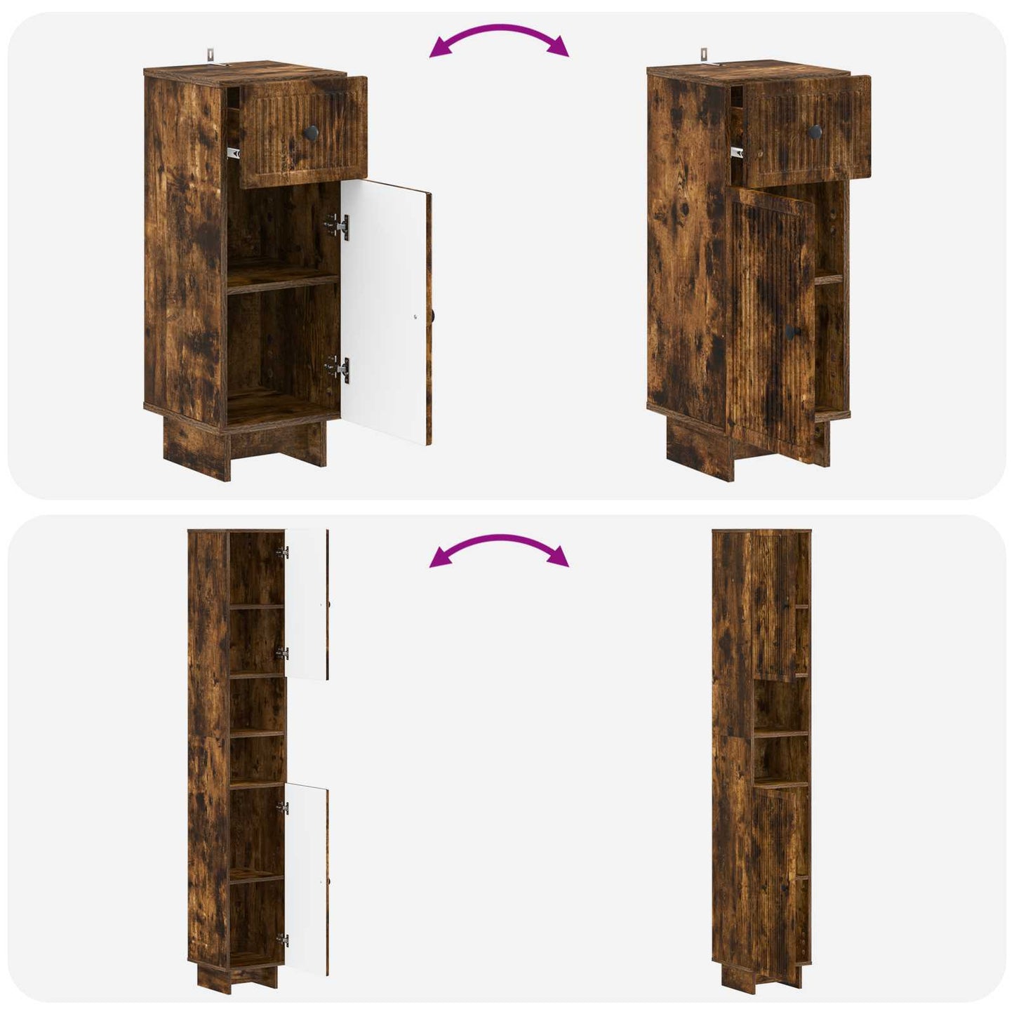 3-delige badkamerkast set EDE Gerookt eiken Bewerkt hout is nu te koop bij PeponiXL, paradijselijk wonen!