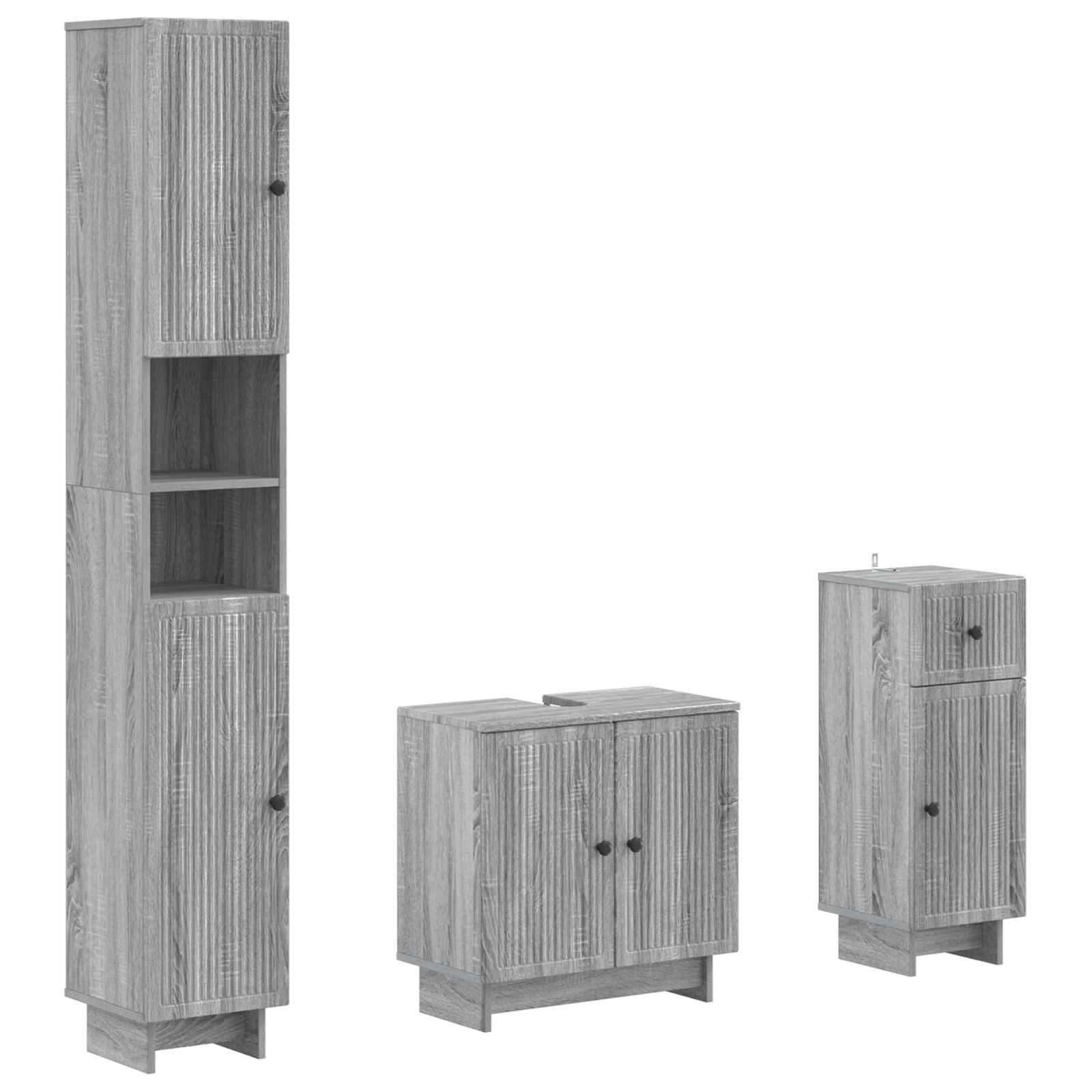 3-delige badkamerkast set EDE Bewerkt hout is nu te koop bij PeponiXL, paradijselijk wonen!