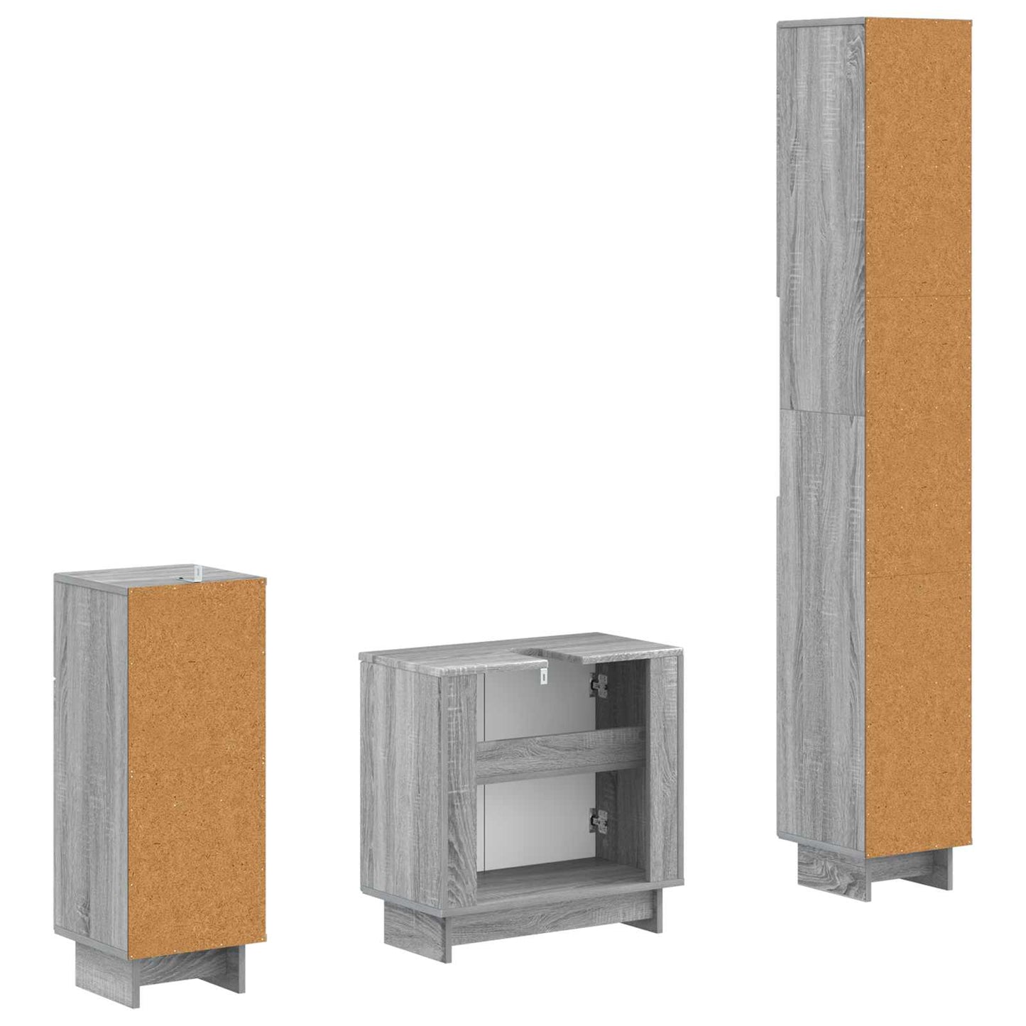 3-delige badkamerkast set EDE Bewerkt hout is nu te koop bij PeponiXL, paradijselijk wonen!