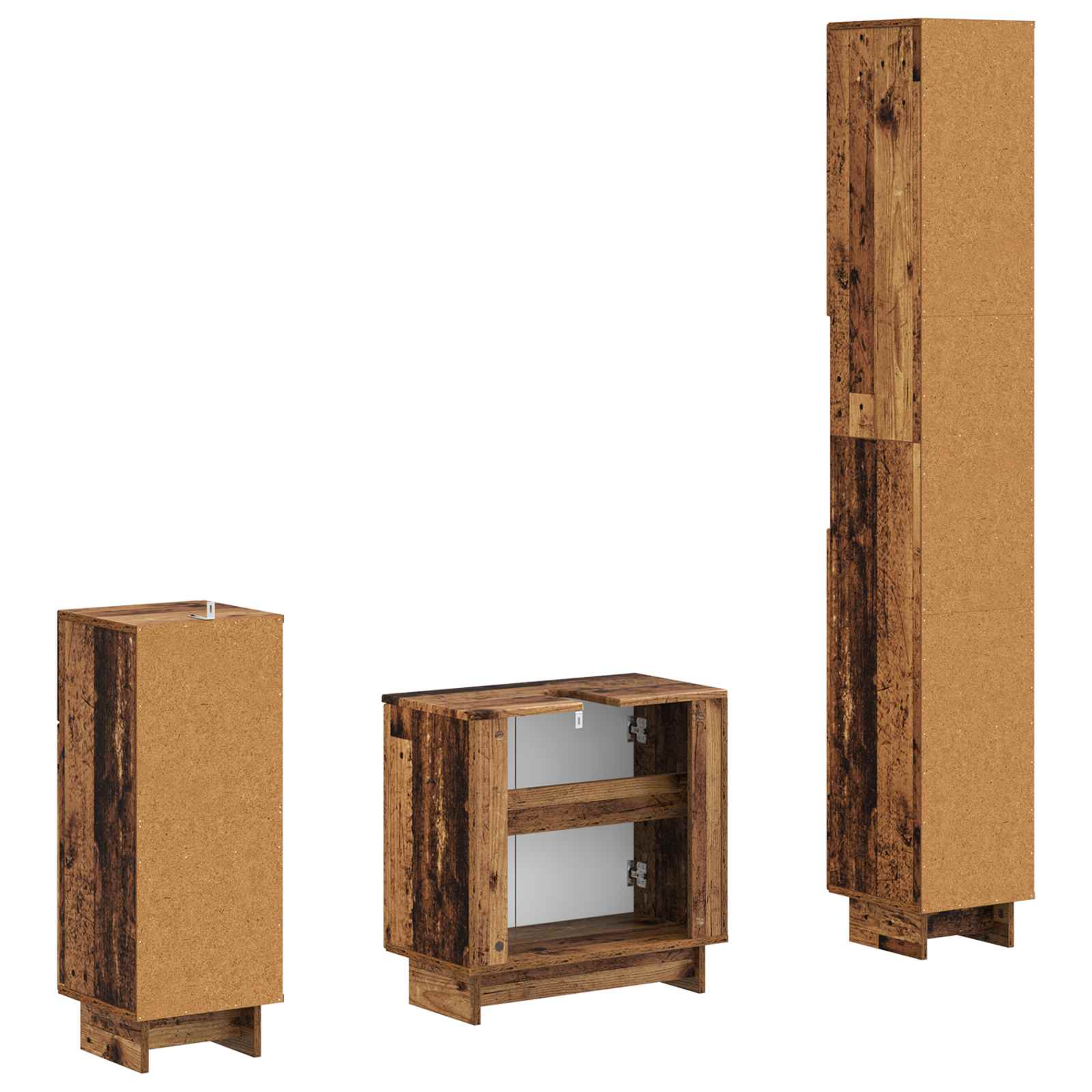 3-delige badkamerkast set EDE Bewerkt hout is nu te koop bij PeponiXL, paradijselijk wonen!