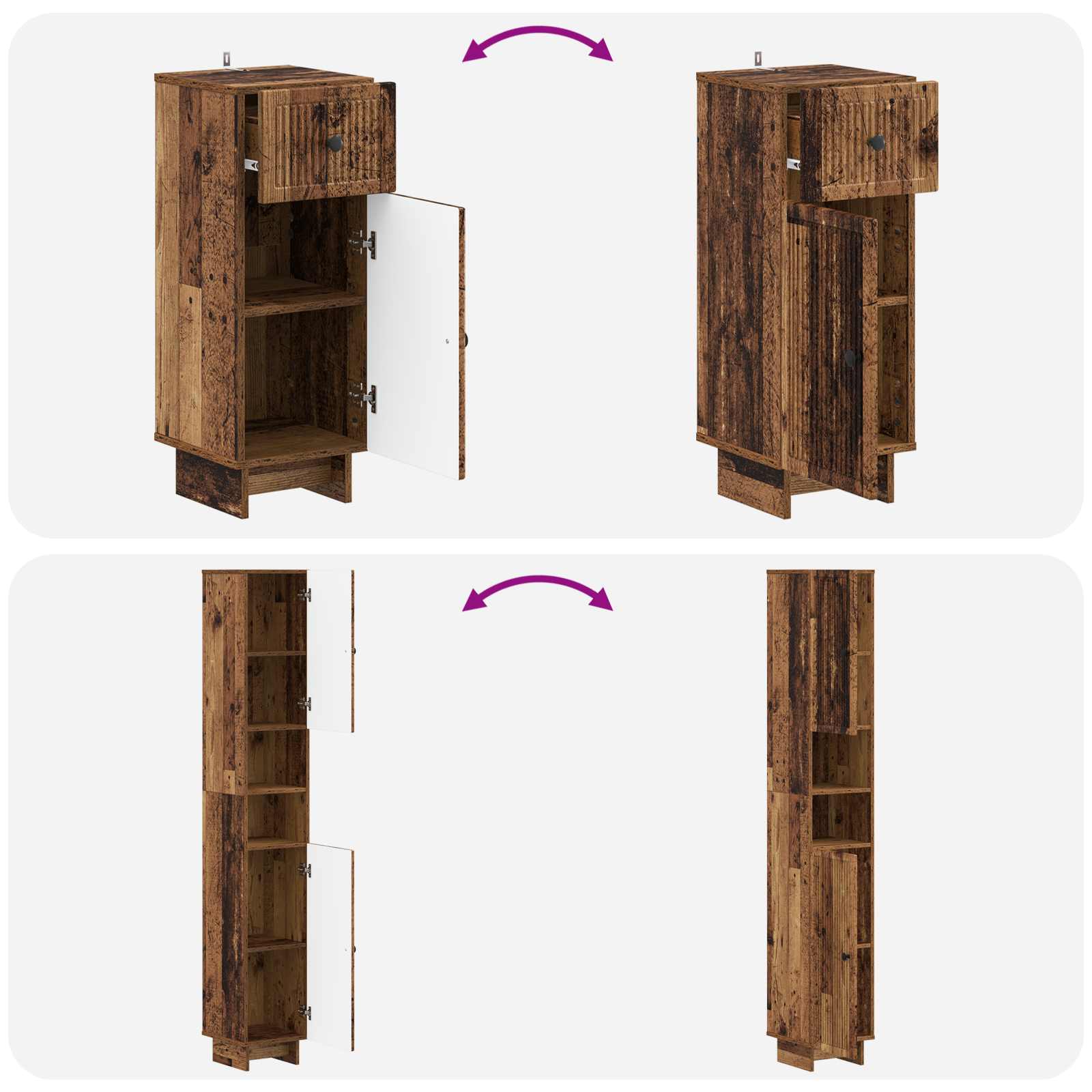 3-delige badkamerkast set EDE Bewerkt hout is nu te koop bij PeponiXL, paradijselijk wonen!