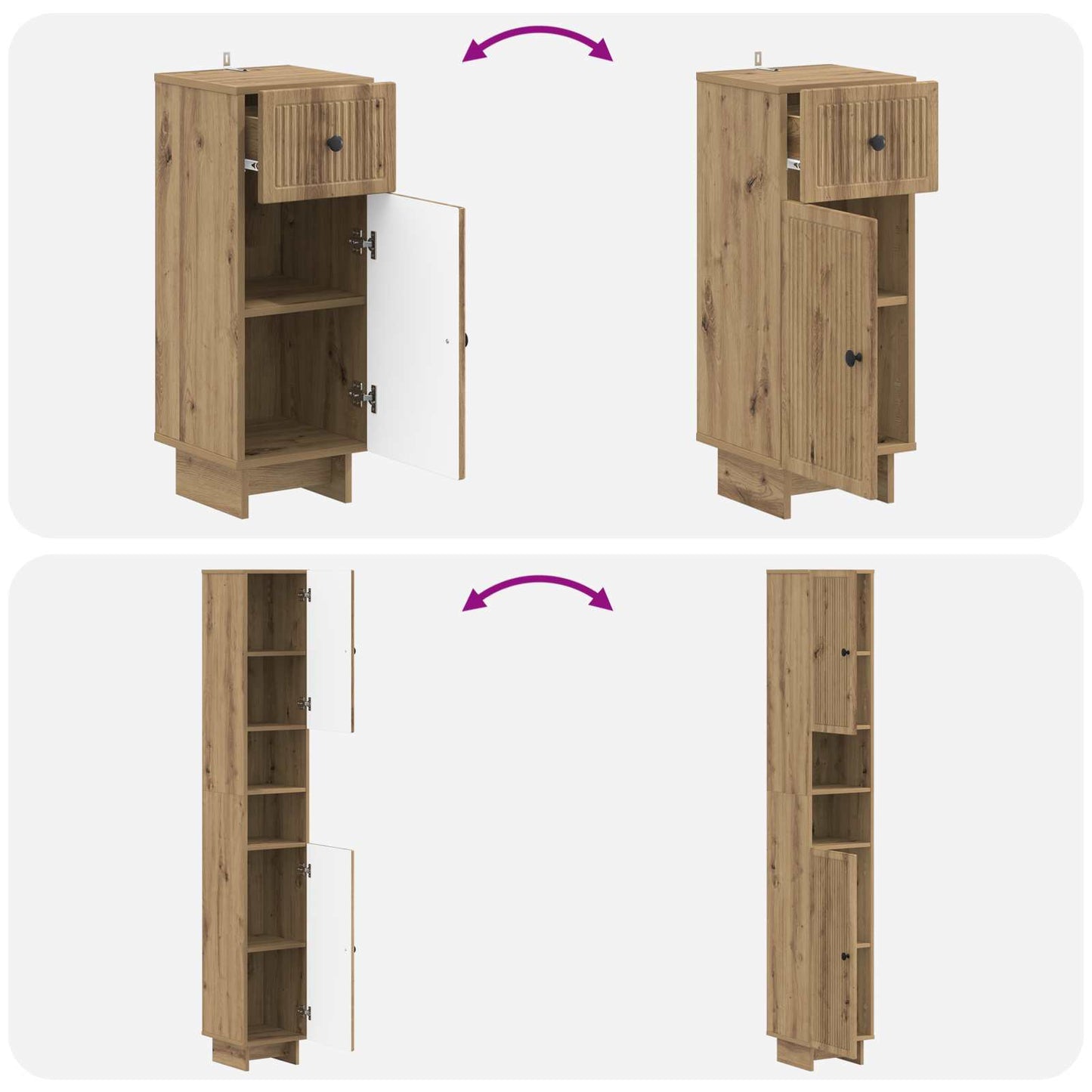 3-delige badkamerkast set EDE Bewerkt hout is nu te koop bij PeponiXL, paradijselijk wonen!