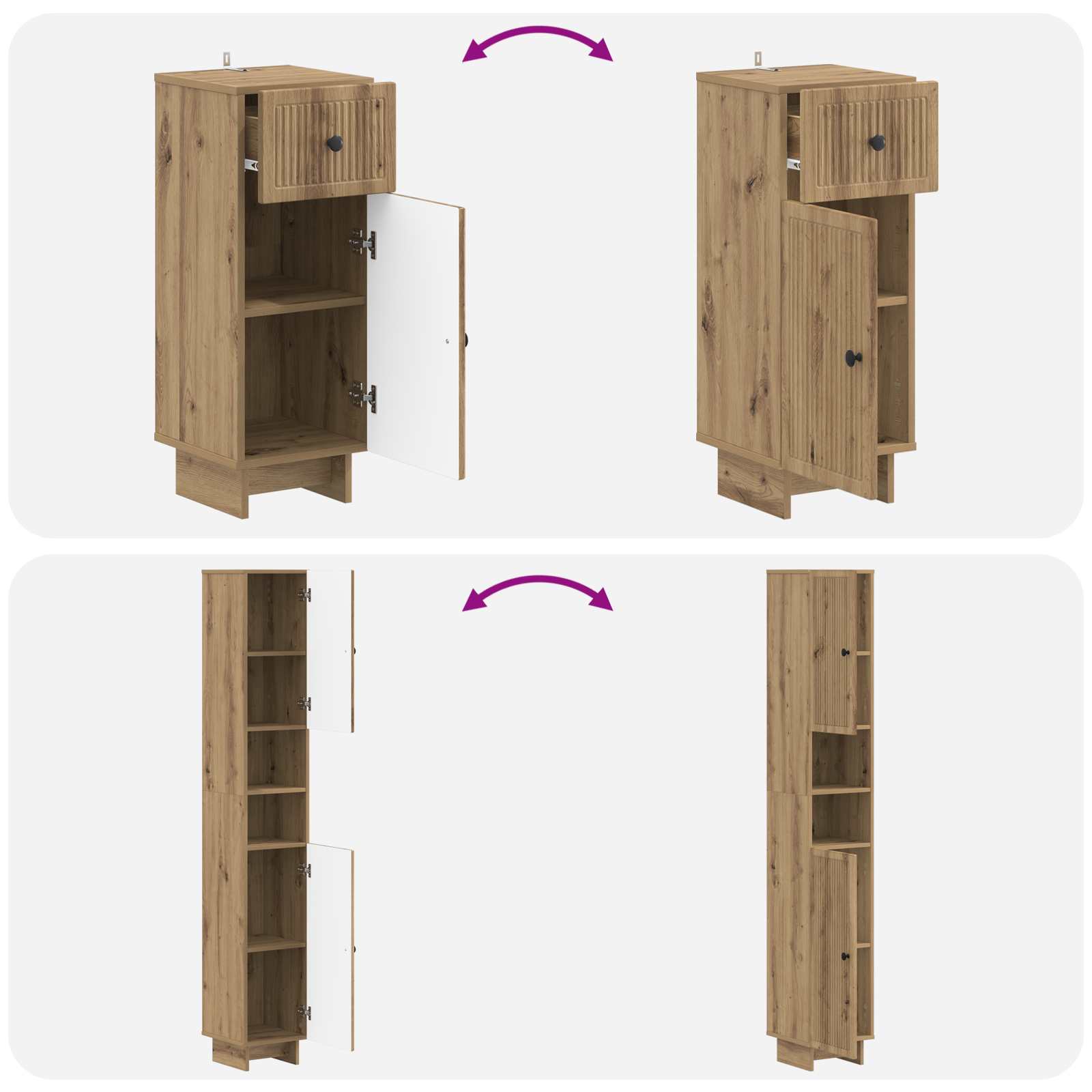 3-delige badkamerkast set EDE Bewerkt hout is nu te koop bij PeponiXL, paradijselijk wonen!