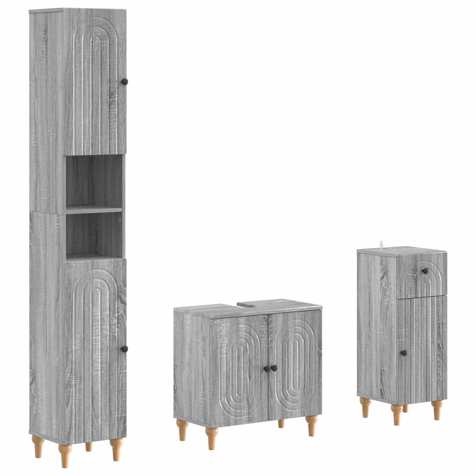 3-delige badkamerkast set ALKMAAR Bewerkt hout is nu te koop bij PeponiXL, paradijselijk wonen!