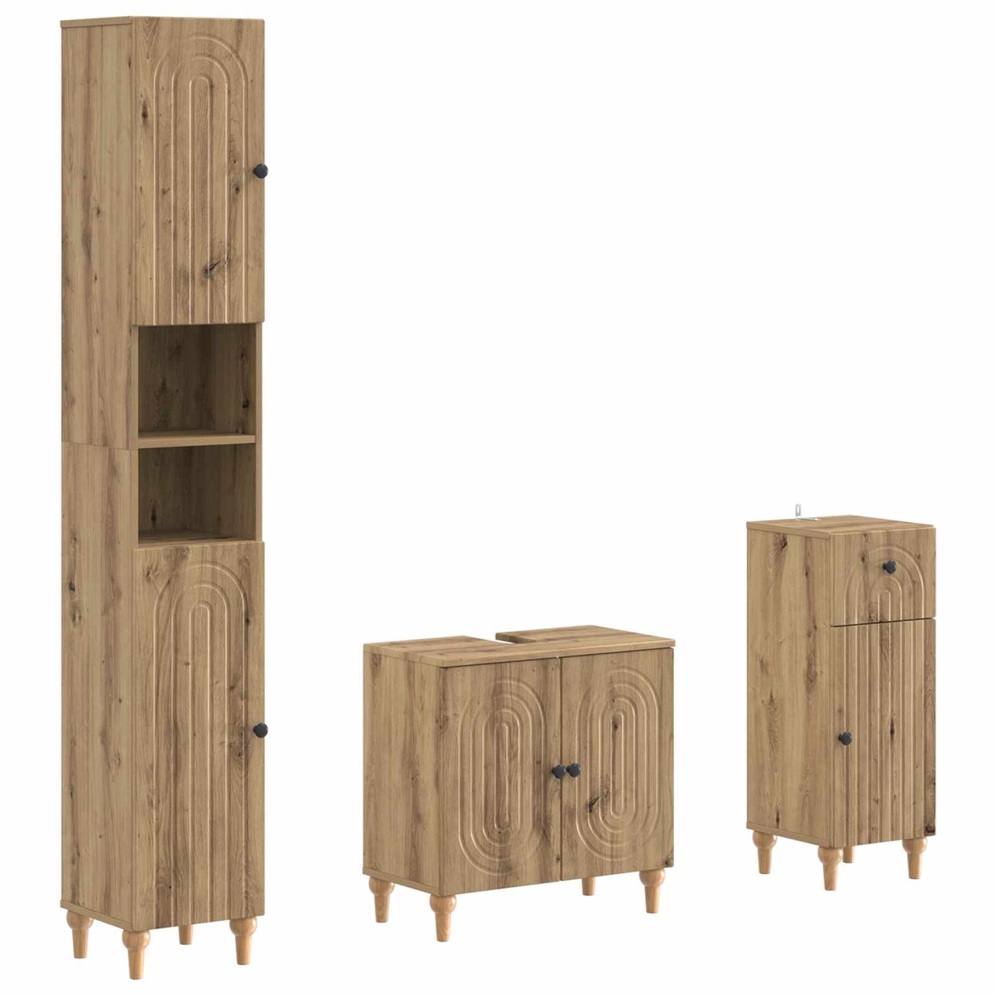 3-delige badkamerkast set ALKMAAR Bewerkt hout is nu te koop bij PeponiXL, paradijselijk wonen!