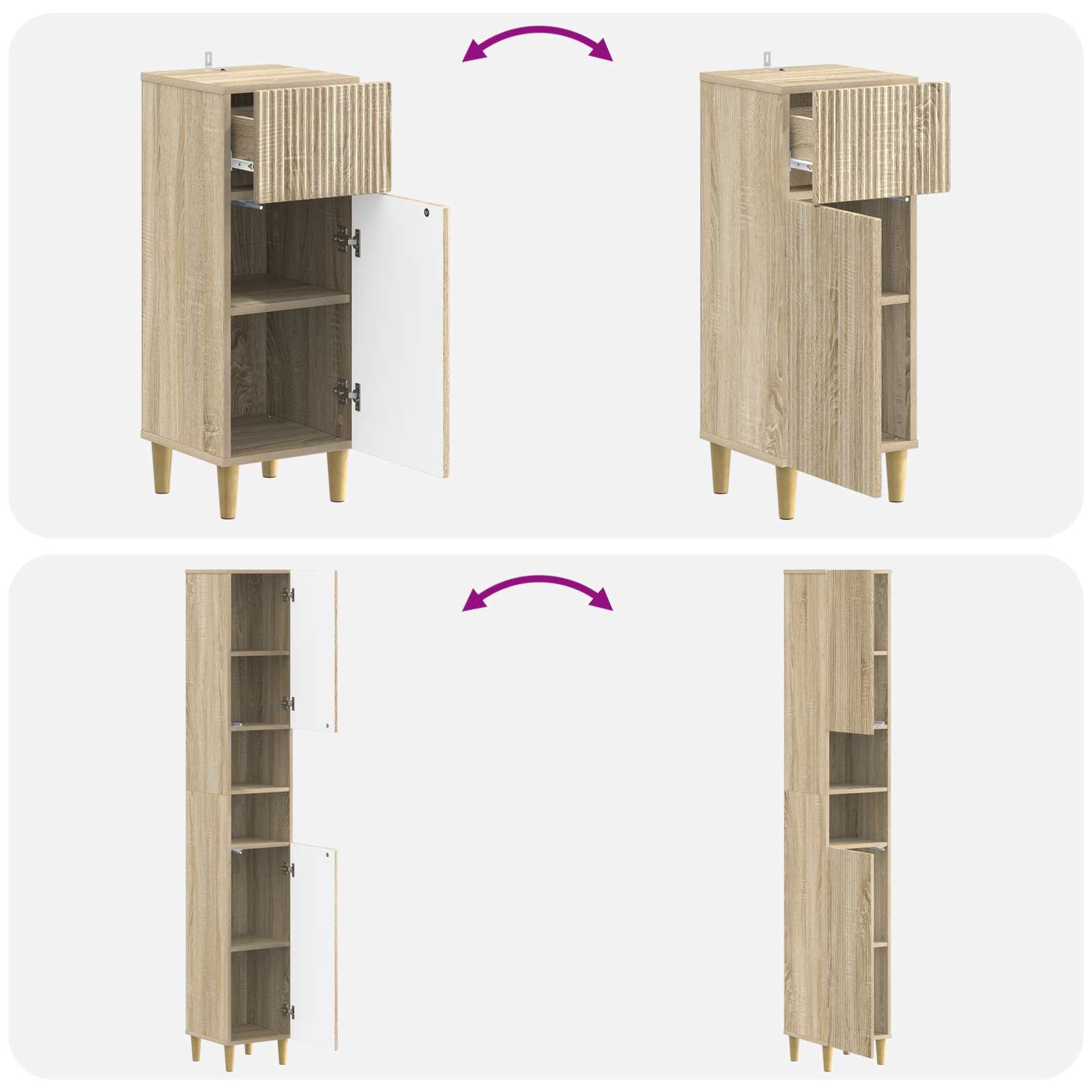 3-delige badkamerkast set ARNHEM Bewerkt hout is nu te koop bij PeponiXL, paradijselijk wonen!