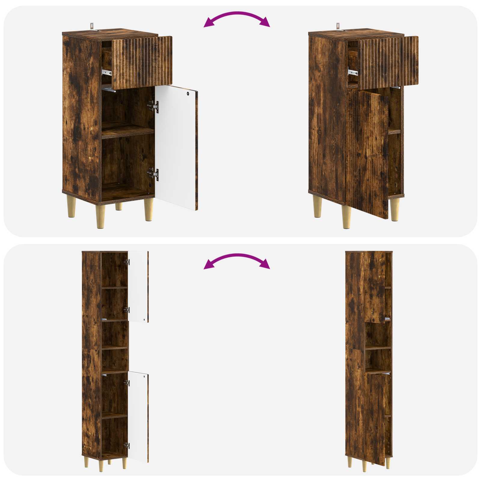 3-delige badkamerkast set ARNHEM Bewerkt hout is nu te koop bij PeponiXL, paradijselijk wonen!