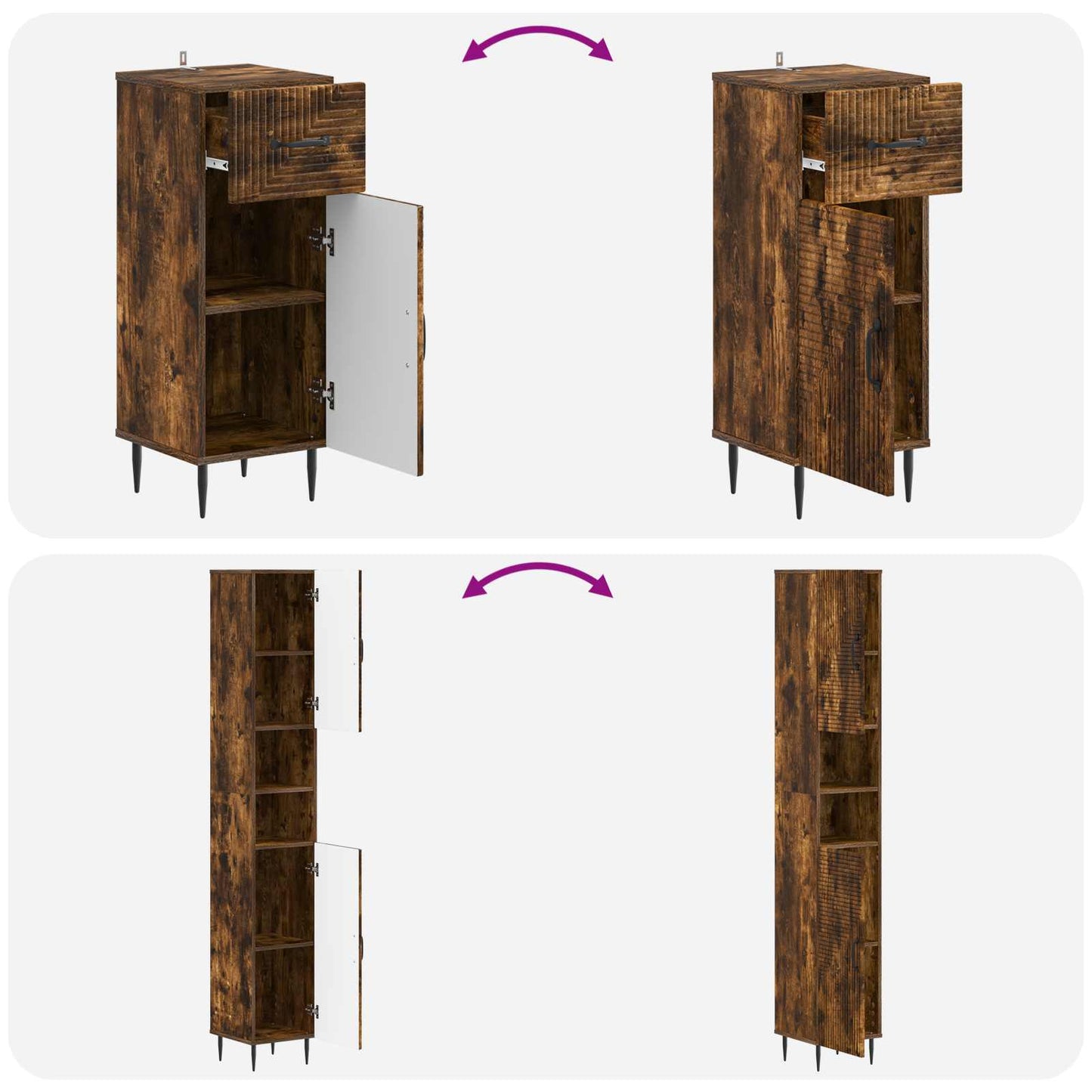 3-delige badkamerkast set HAARLEM Bewerkt hout is nu te koop bij PeponiXL, paradijselijk wonen!