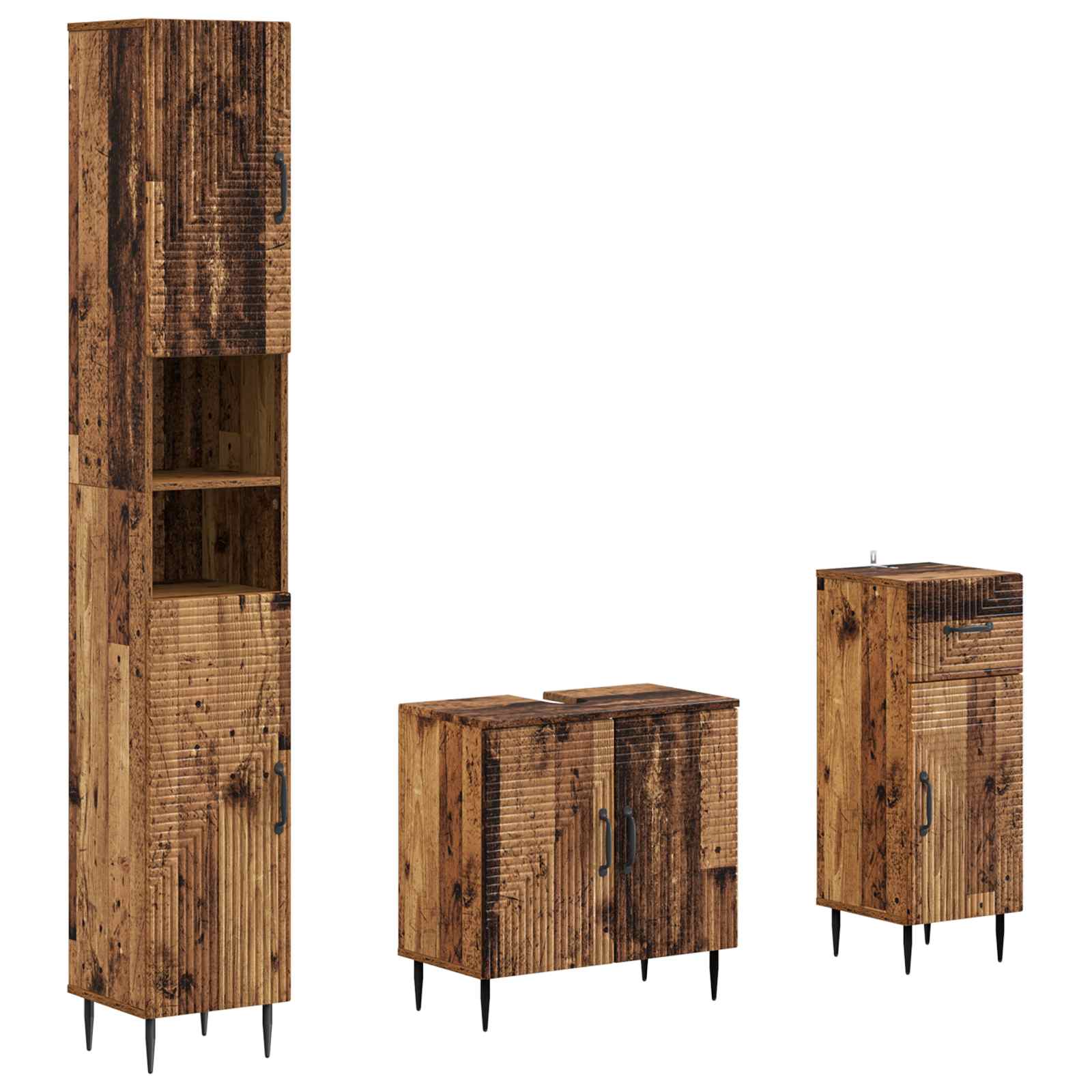 3-delige badkamerkast set HAARLEM Bewerkt hout is nu te koop bij PeponiXL, paradijselijk wonen!