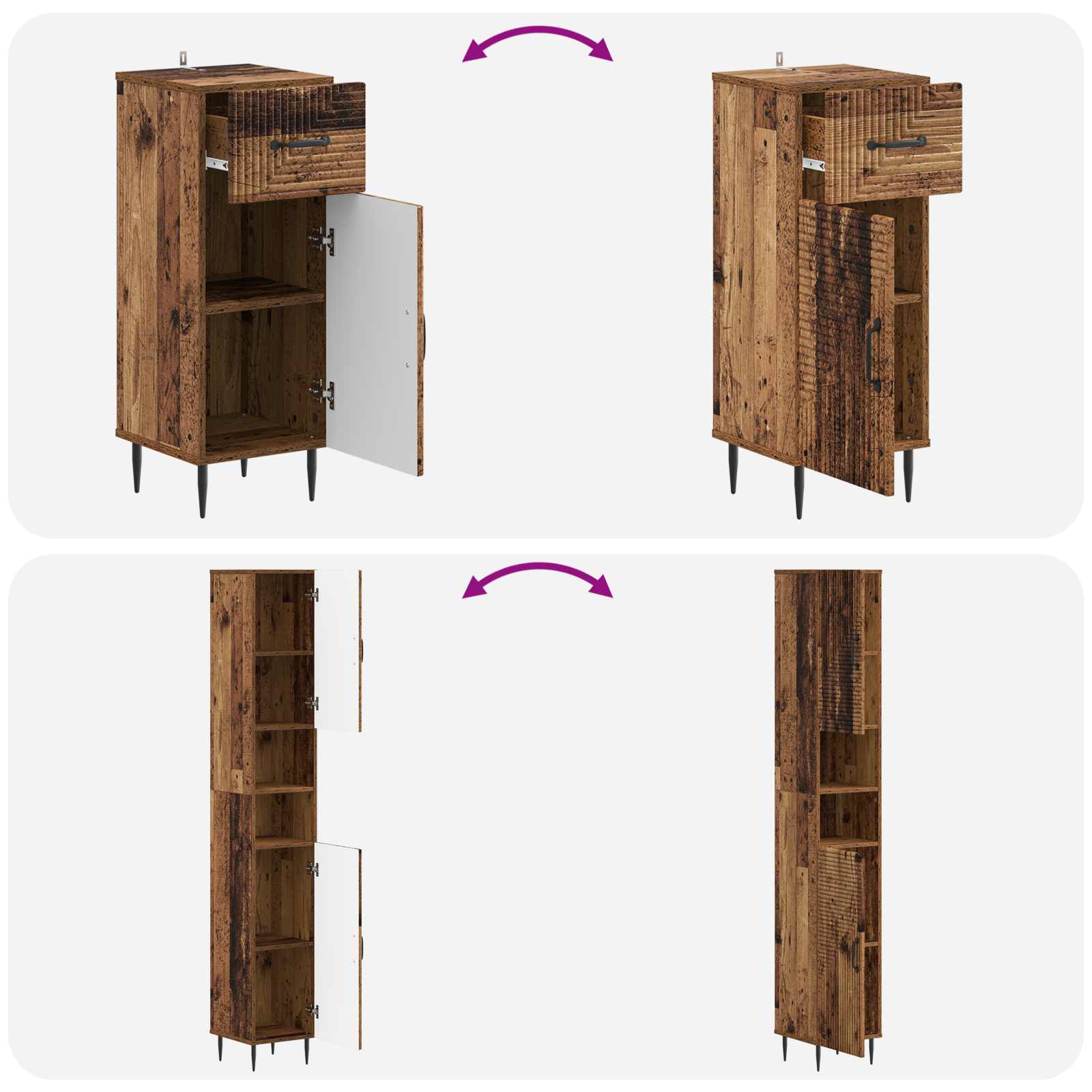 3-delige badkamerkast set HAARLEM Bewerkt hout is nu te koop bij PeponiXL, paradijselijk wonen!
