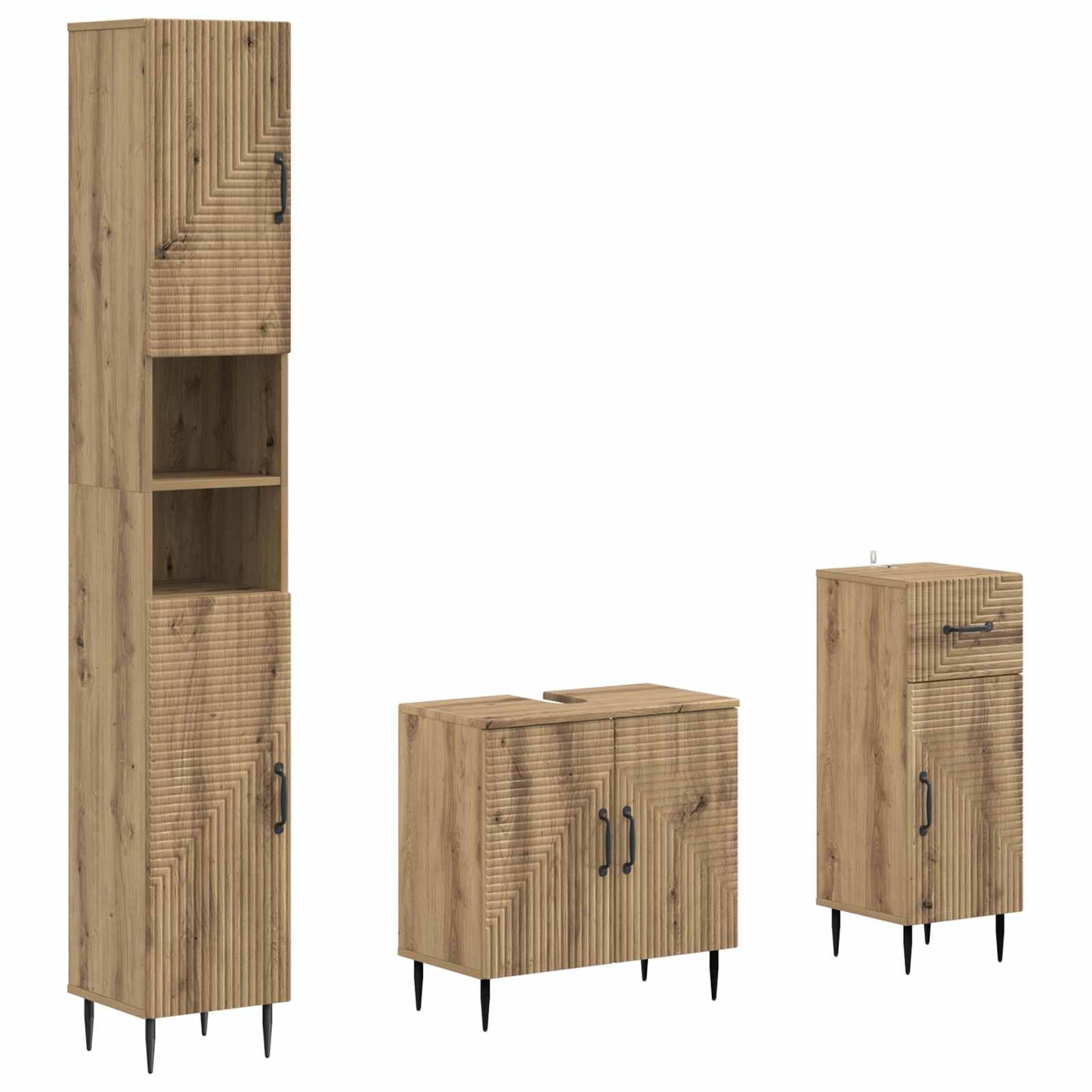 3-delige badkamerkast set HAARLEM Bewerkt hout is nu te koop bij PeponiXL, paradijselijk wonen!